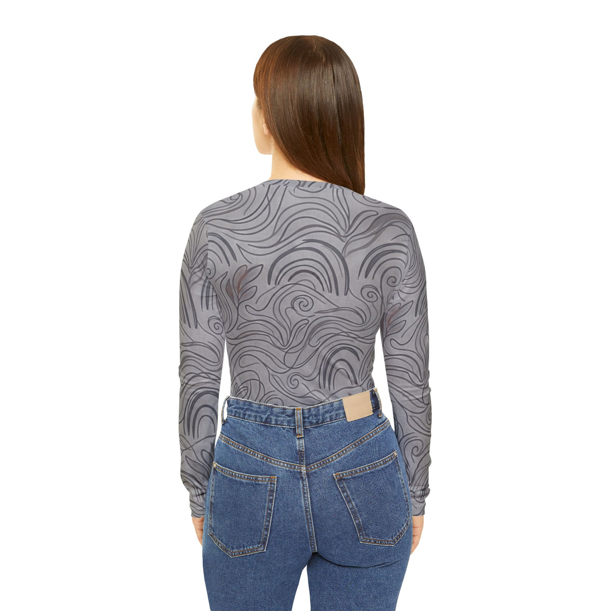 Abstract Swirls Long Sleeve V-Neck Shirt