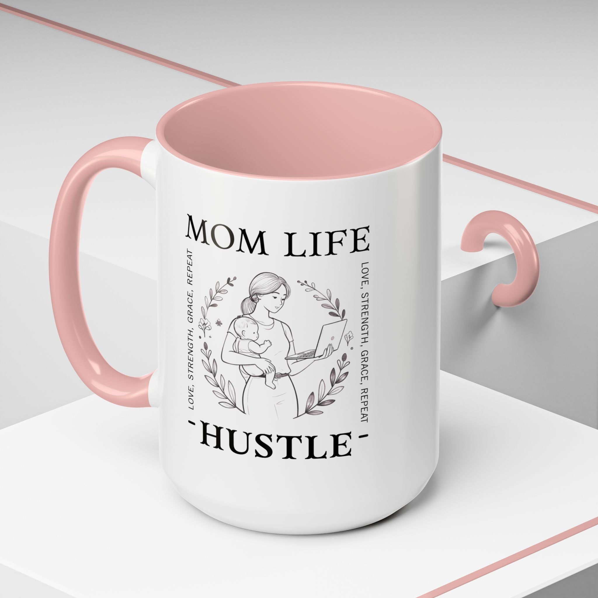 Mom Life Hustle Coffee Mug | Mom Life Accent Ceramic Mug 11/15oz