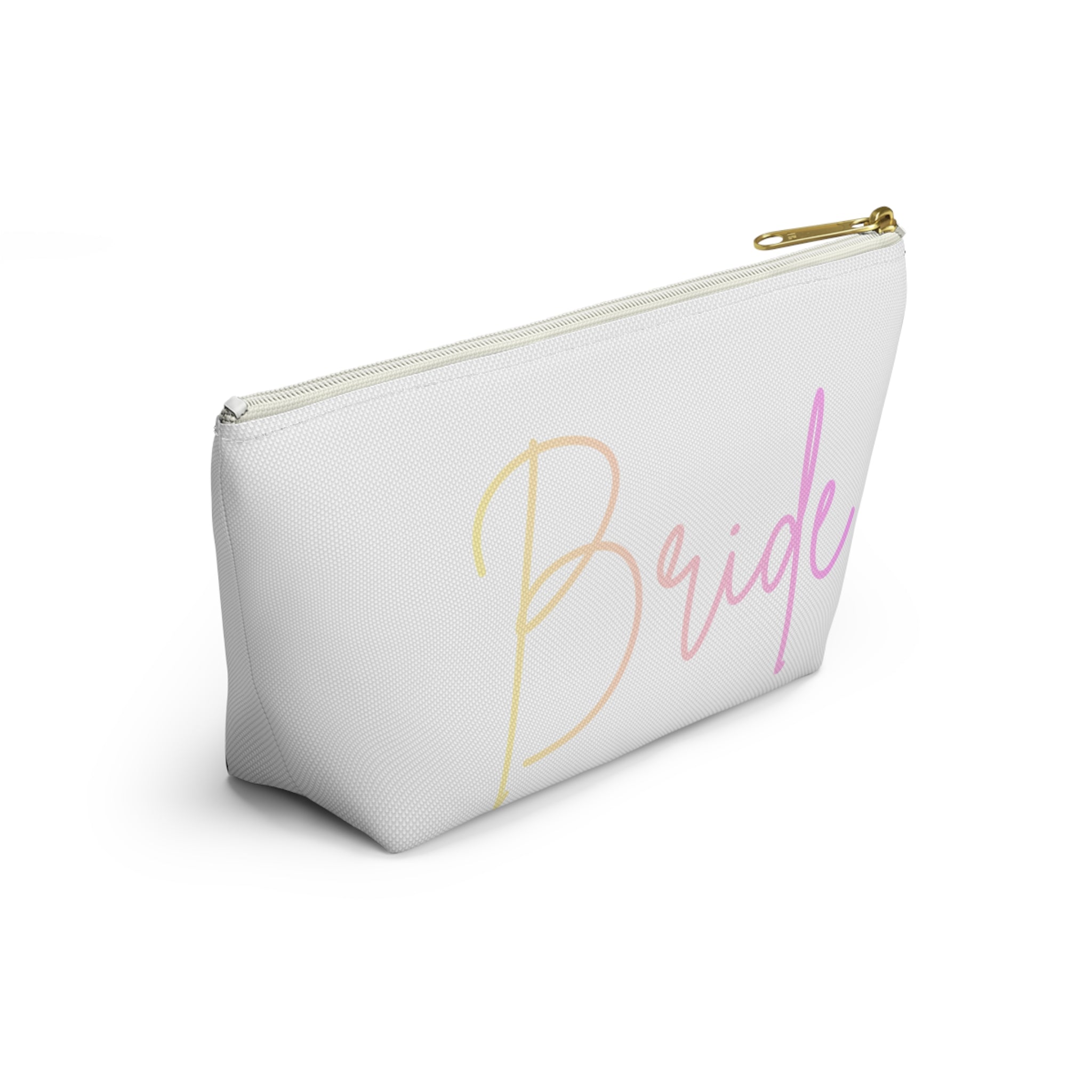 T Bottom Accessory Pouch | 'Bride' Script Pastels | Bridal Party Cosmetic Bag