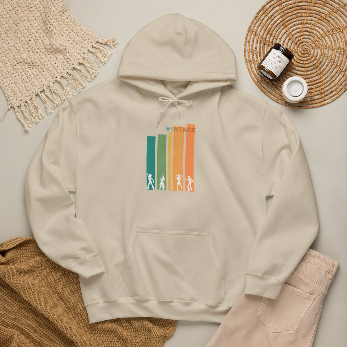 Retro Vertical Bars 'Vintage' Hoodie