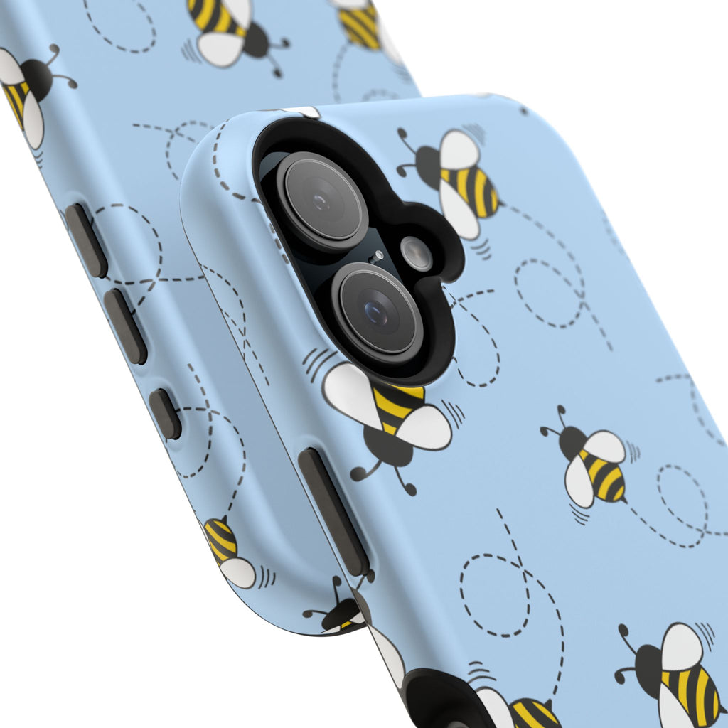 Phone Case | Sky Blue Bee Pattern Magnetic Impact-Resistant Phone Case