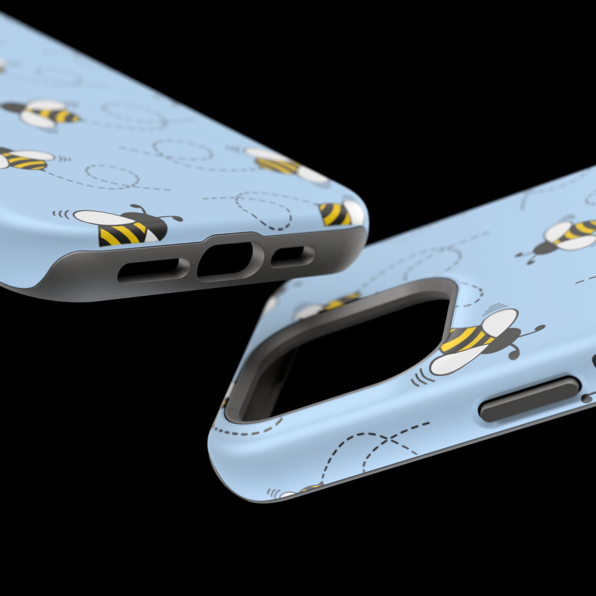 Phone Case | Sky Blue Bee Pattern Magnetic Impact-Resistant Phone Case
