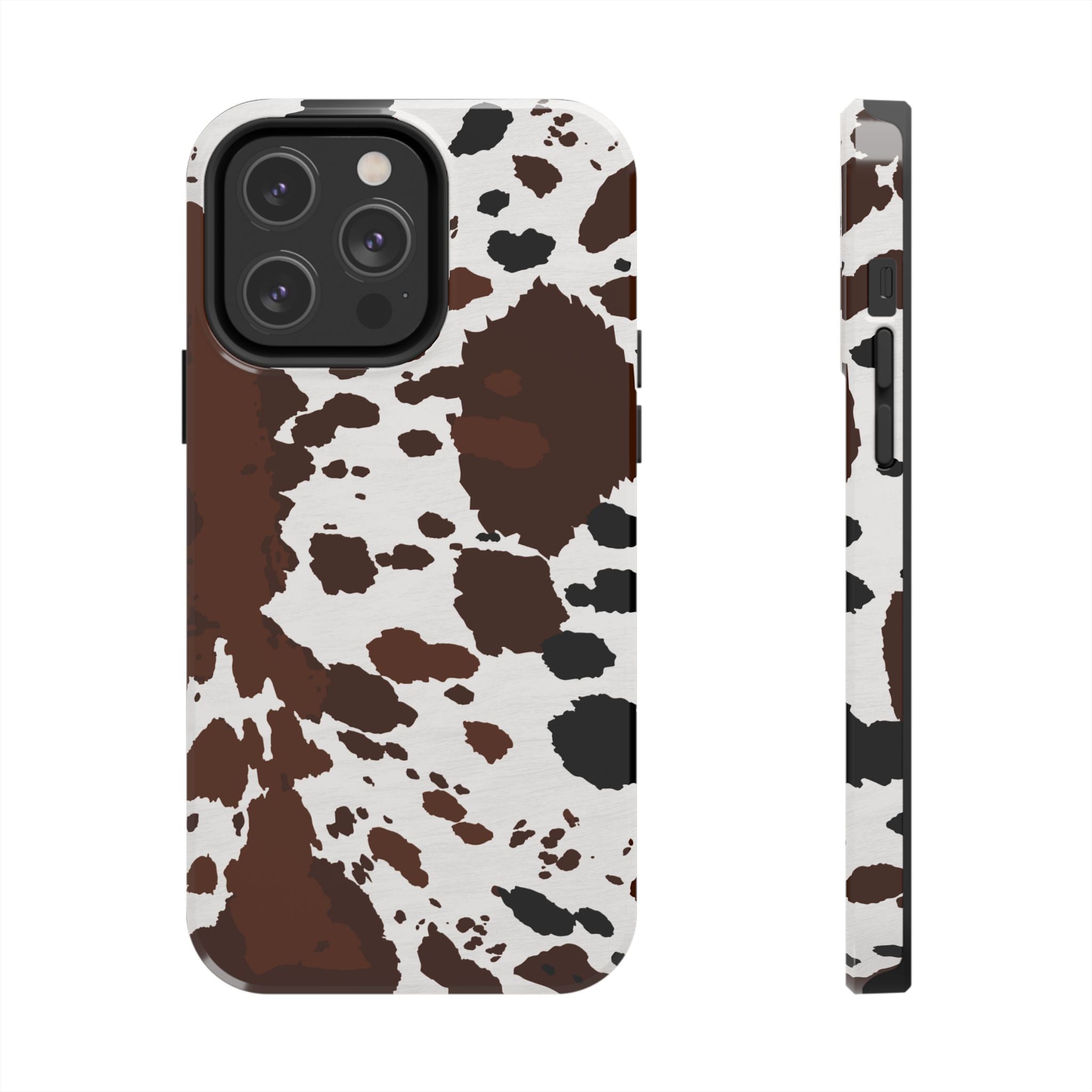 Phone Case | Brown & White Cowhide Pattern Tough Protective Cover