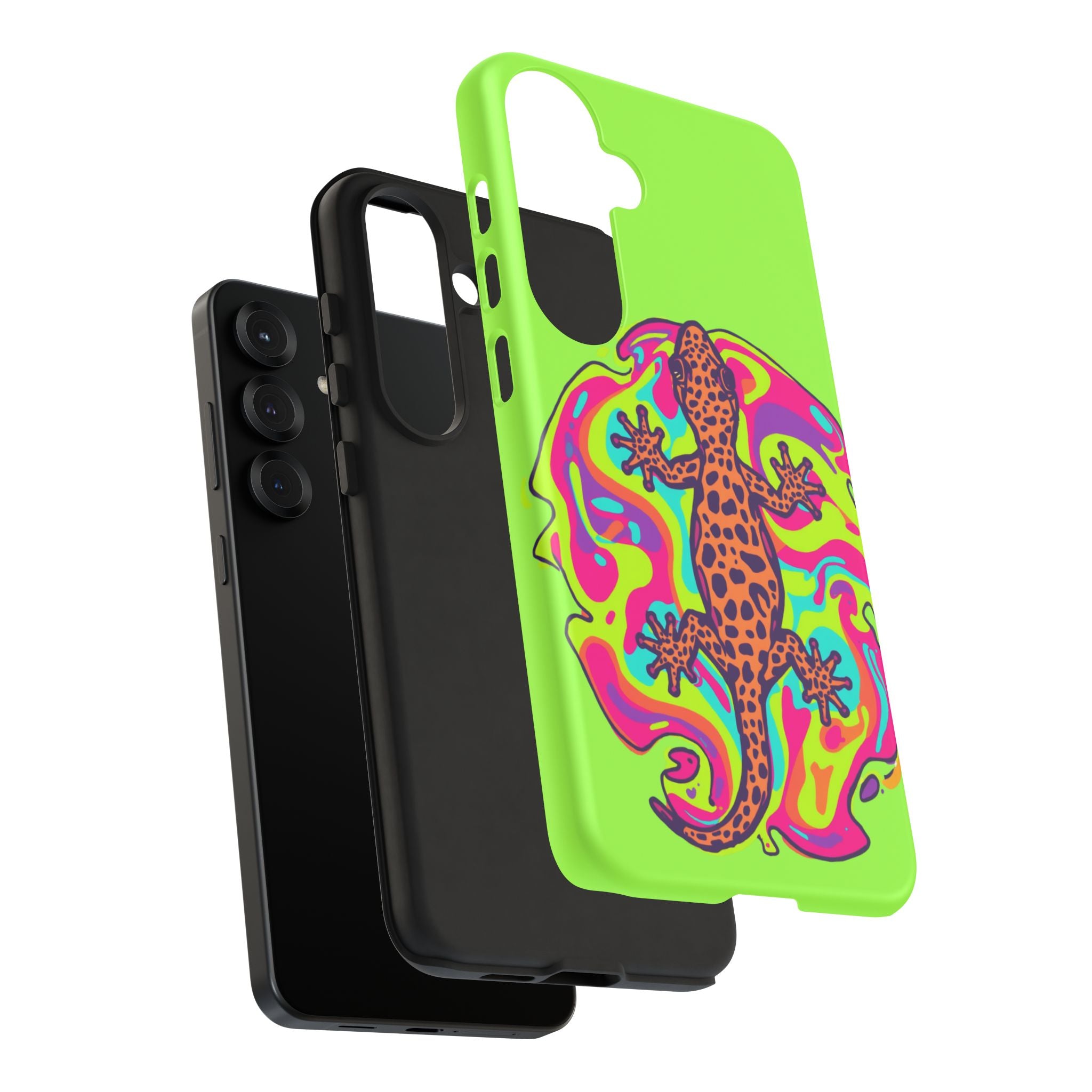 Phone Cases | Neon Leopard Gecko Swirl Phone Case