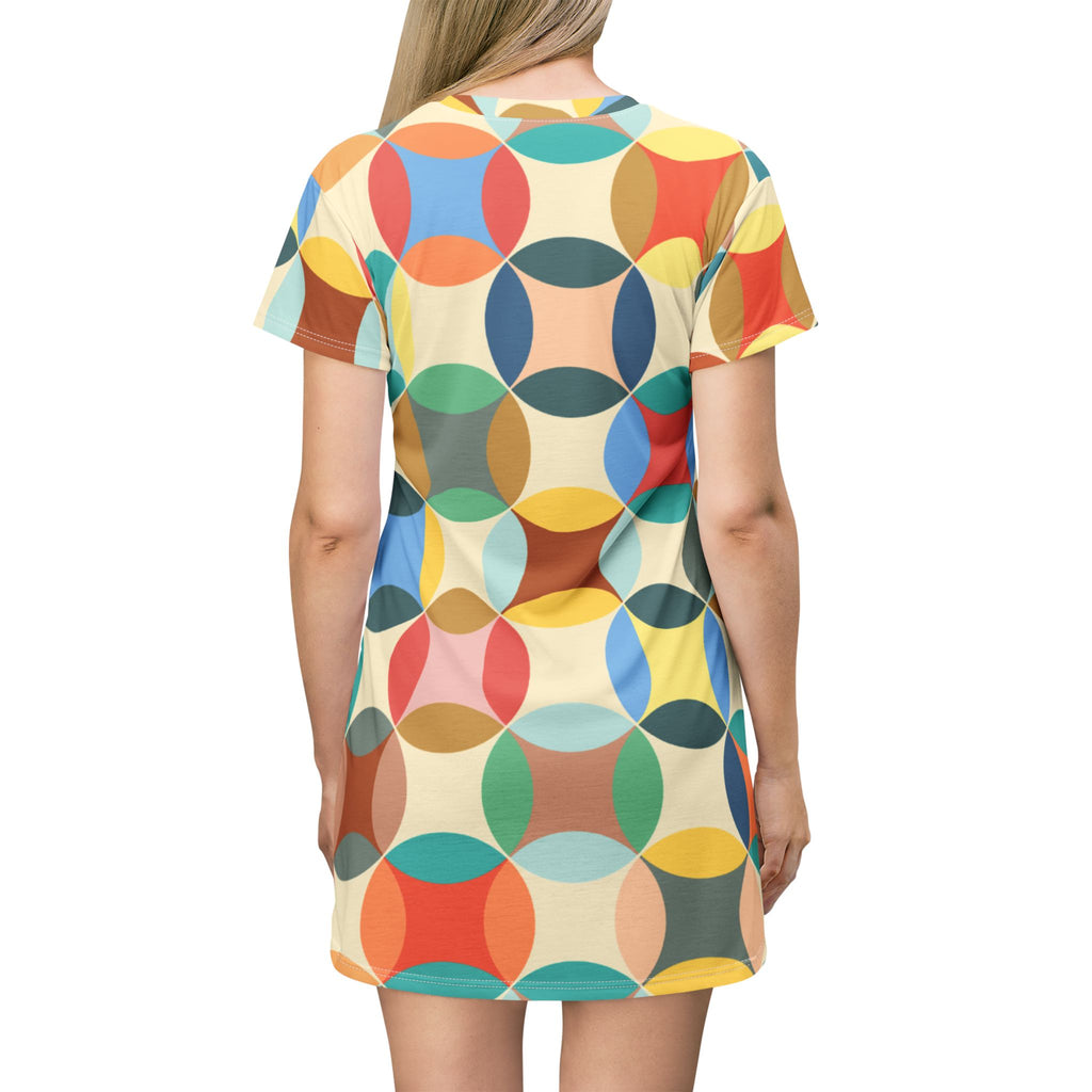 T‑Shirt Dress | Colorful Retro Circle Casual Dress