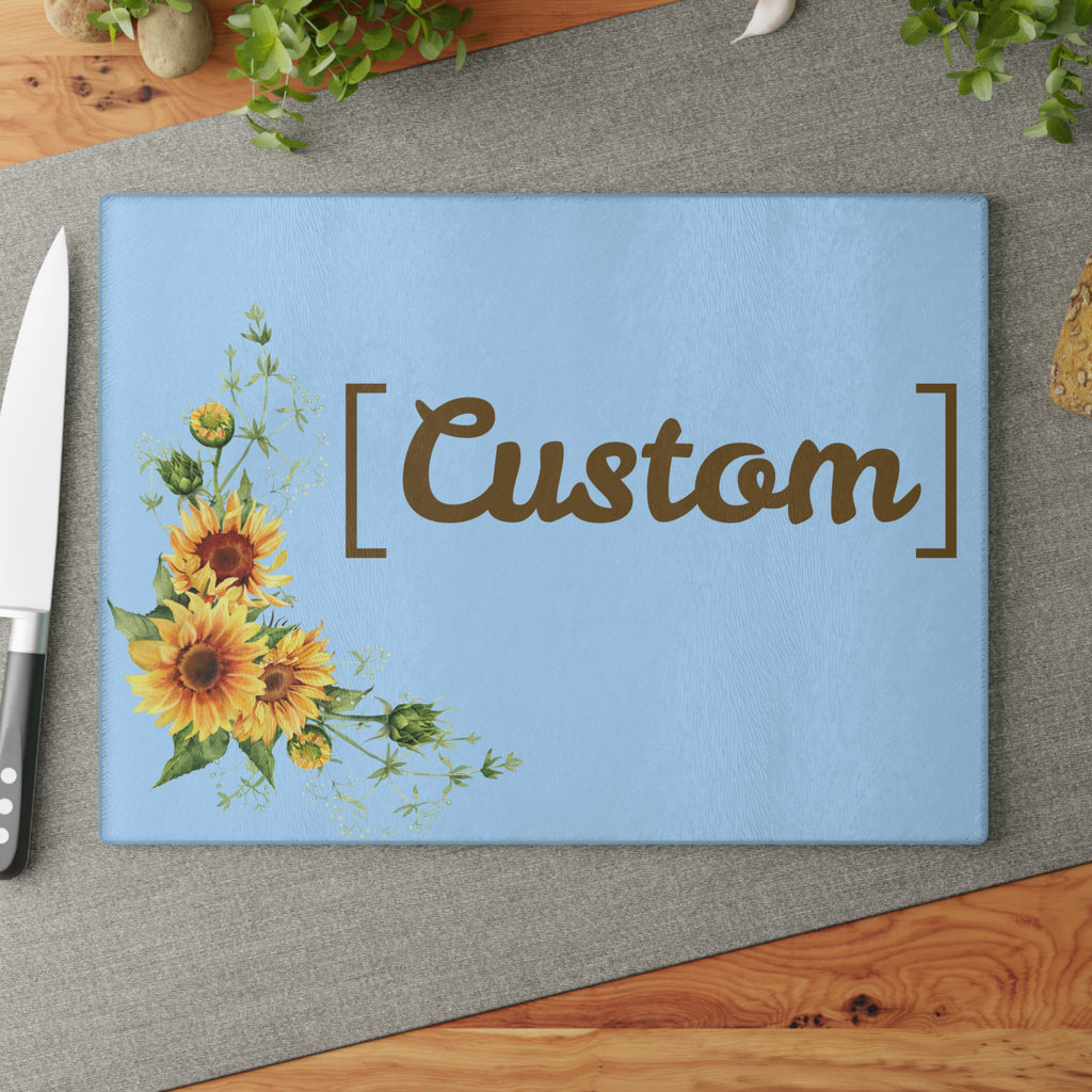 Glass Cutting Board | Personalized Name Sunflower Kitchen Decor