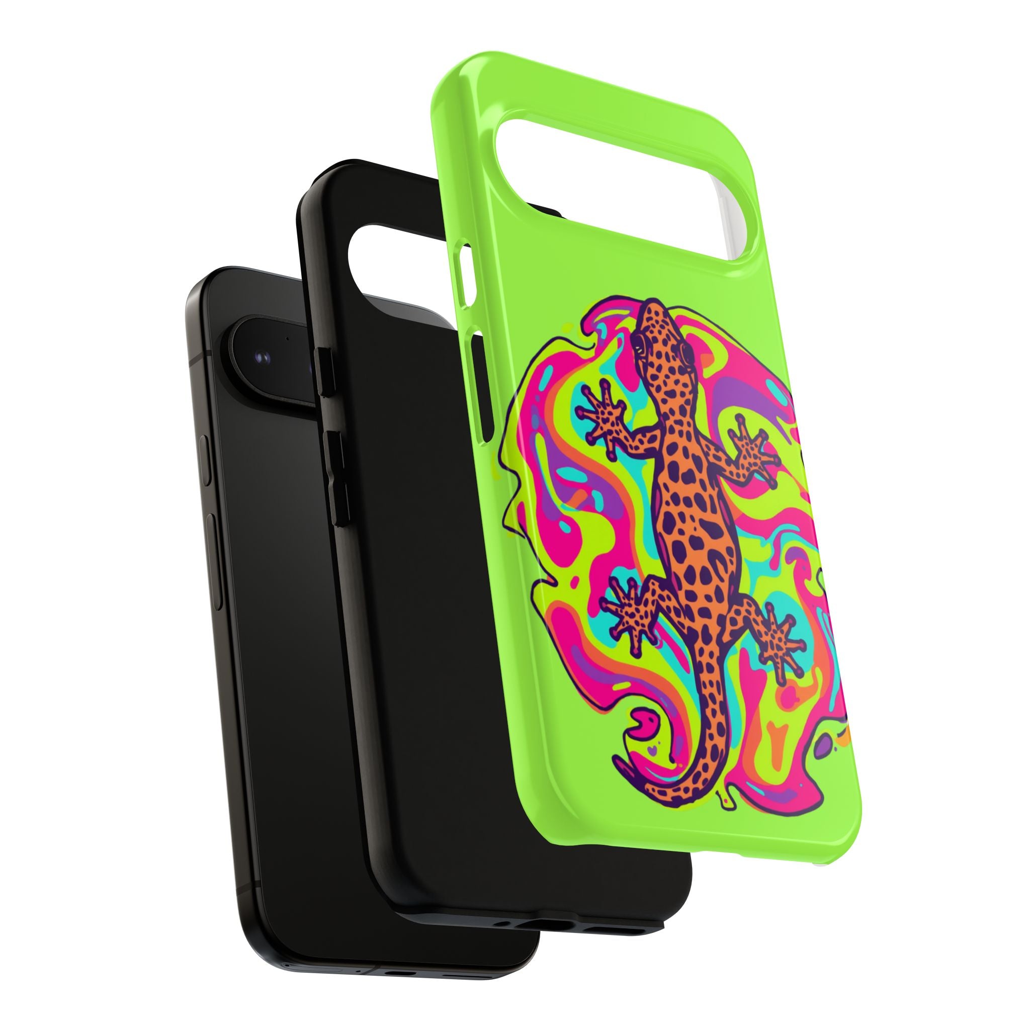 Phone Cases | Neon Leopard Gecko Swirl Phone Case