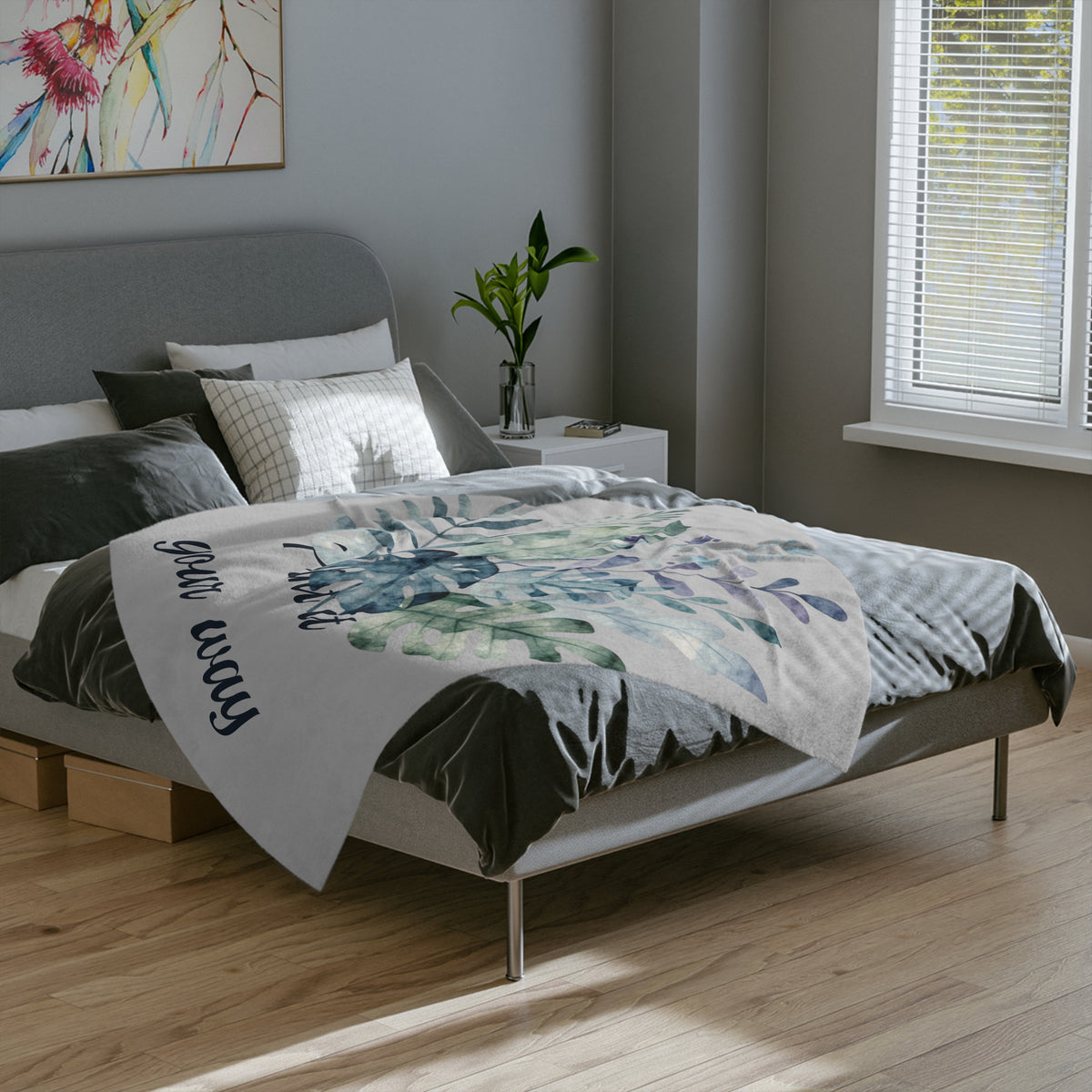 Customizable Watercolor Botanical Microfiber Throw