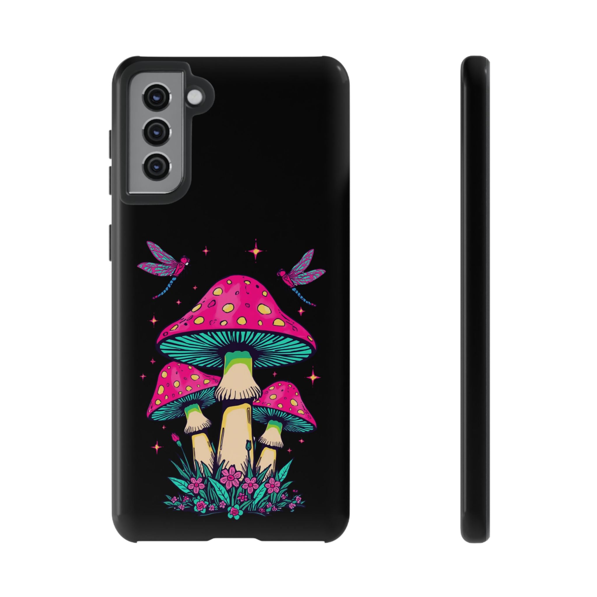 Phone Cases | Colorful Mushroom and Dragonfly Print Tough Case
