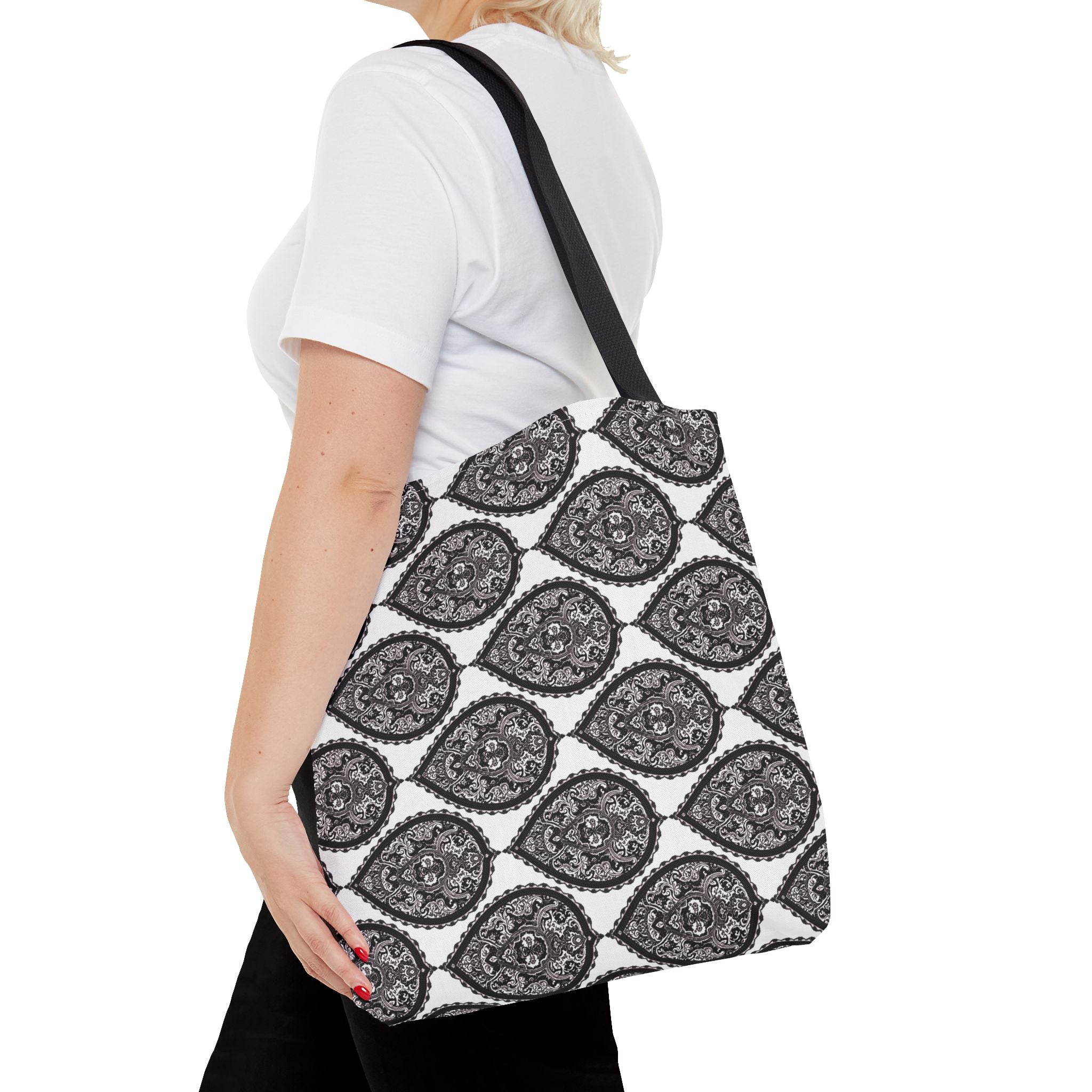 Tote Bag | Black & White Paisley Pattern
