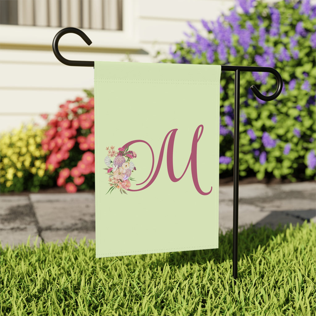 Home & Garden Banner | 'M' Monogram Crisp Colors Floral Flag