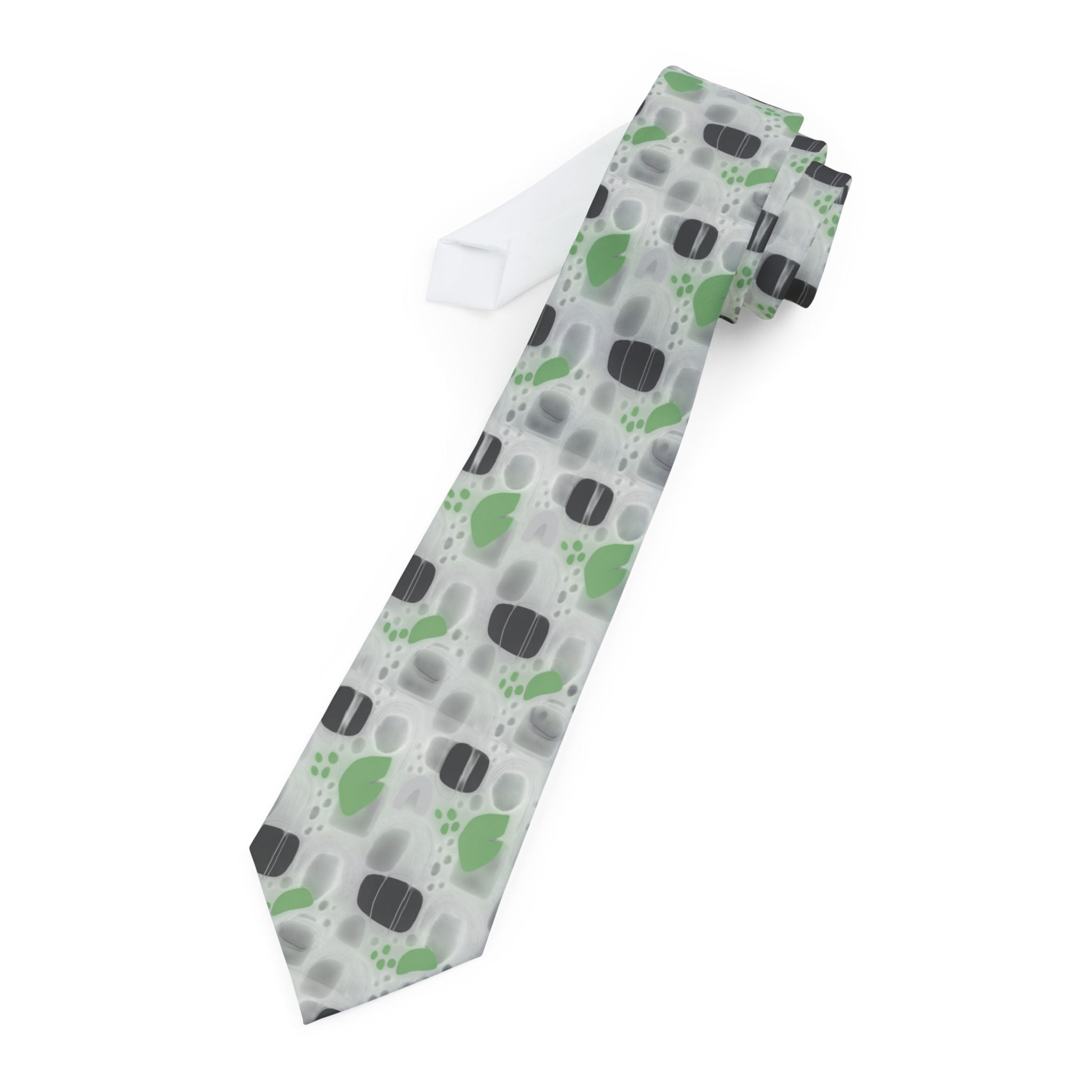 Necktie | Gray & Sage Abstract Pattern Formal Tie
