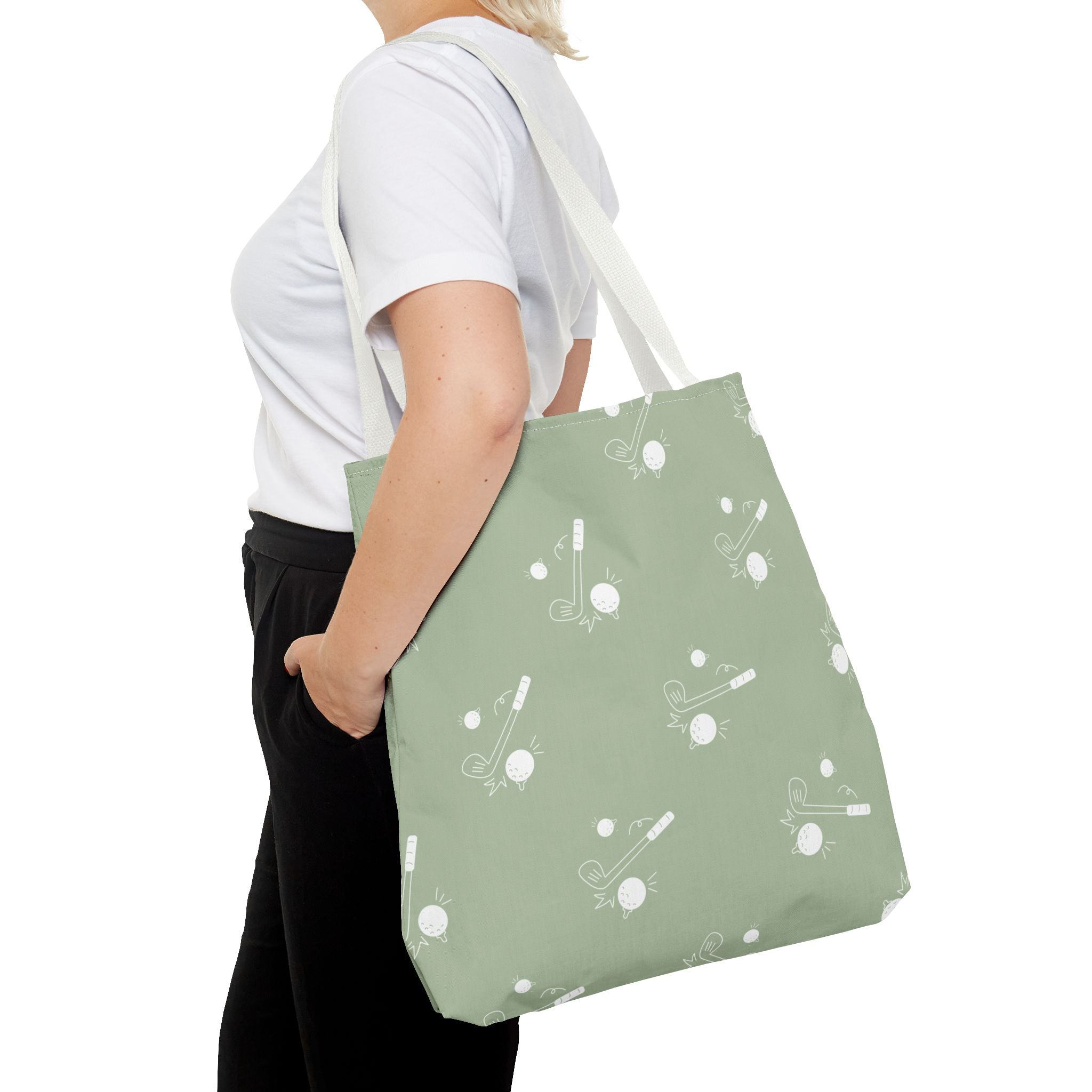 Tote Bag | Sage Green and Golf Pattern Shoulder Bag