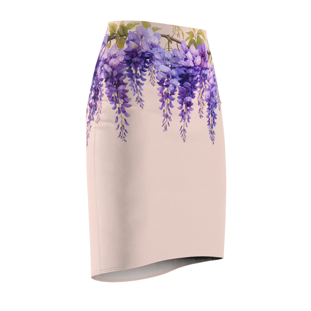 Women's Pencil Skirt | Wisteria Bloom Cascade Skirt