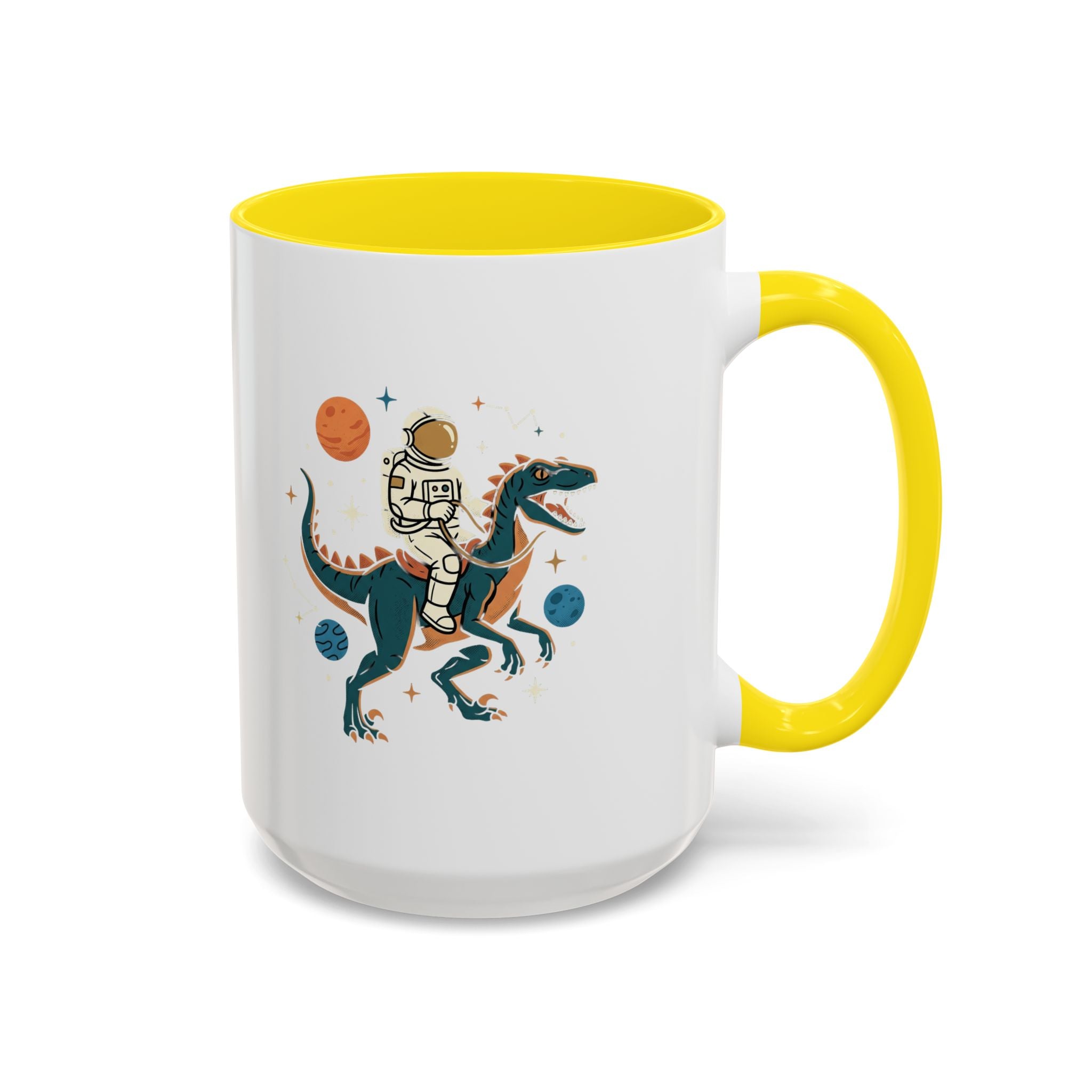 Coffee Mug | Astronaut Riding Velociraptor Accent Mug