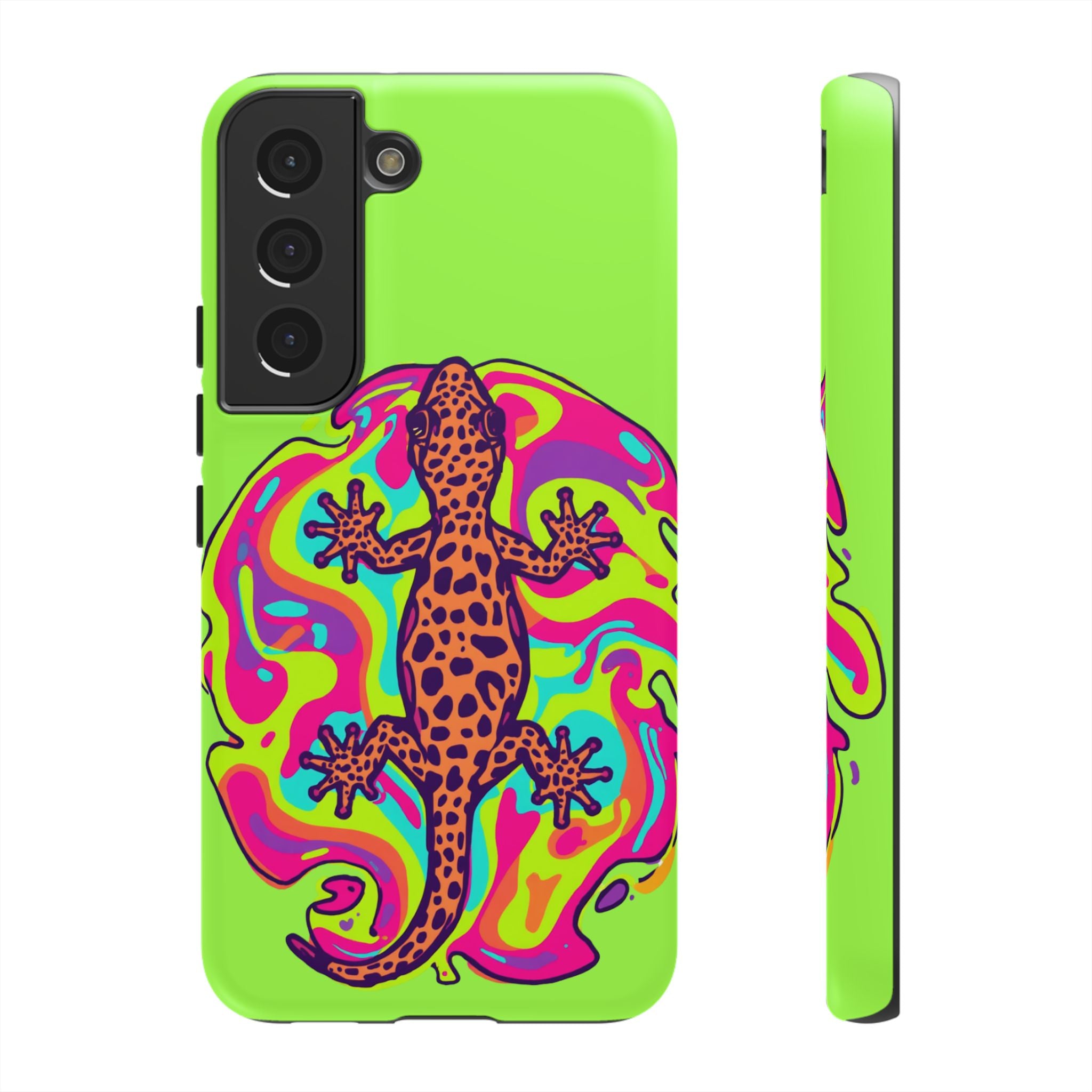 Phone Cases | Neon Leopard Gecko Swirl Phone Case