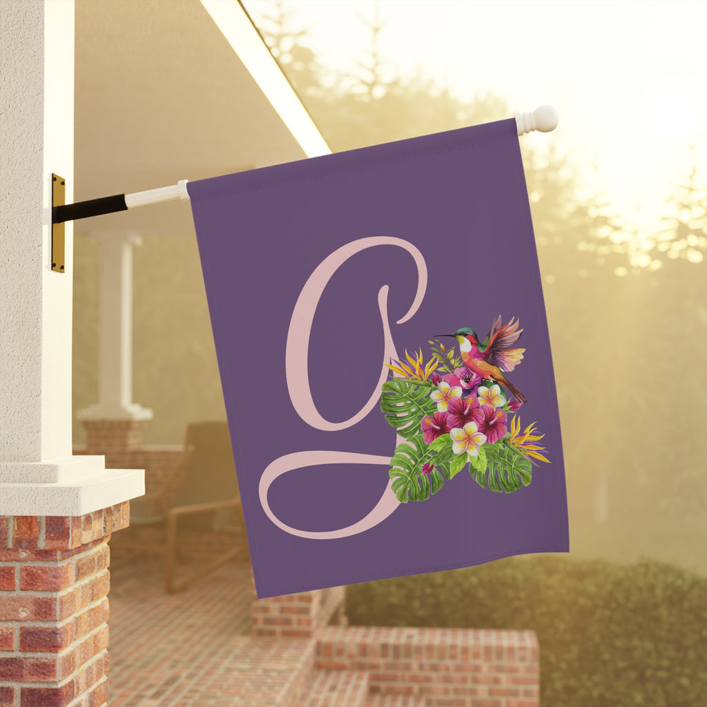 Home & Garden Banner | 'G' Monogram Tropical Flowers Flag