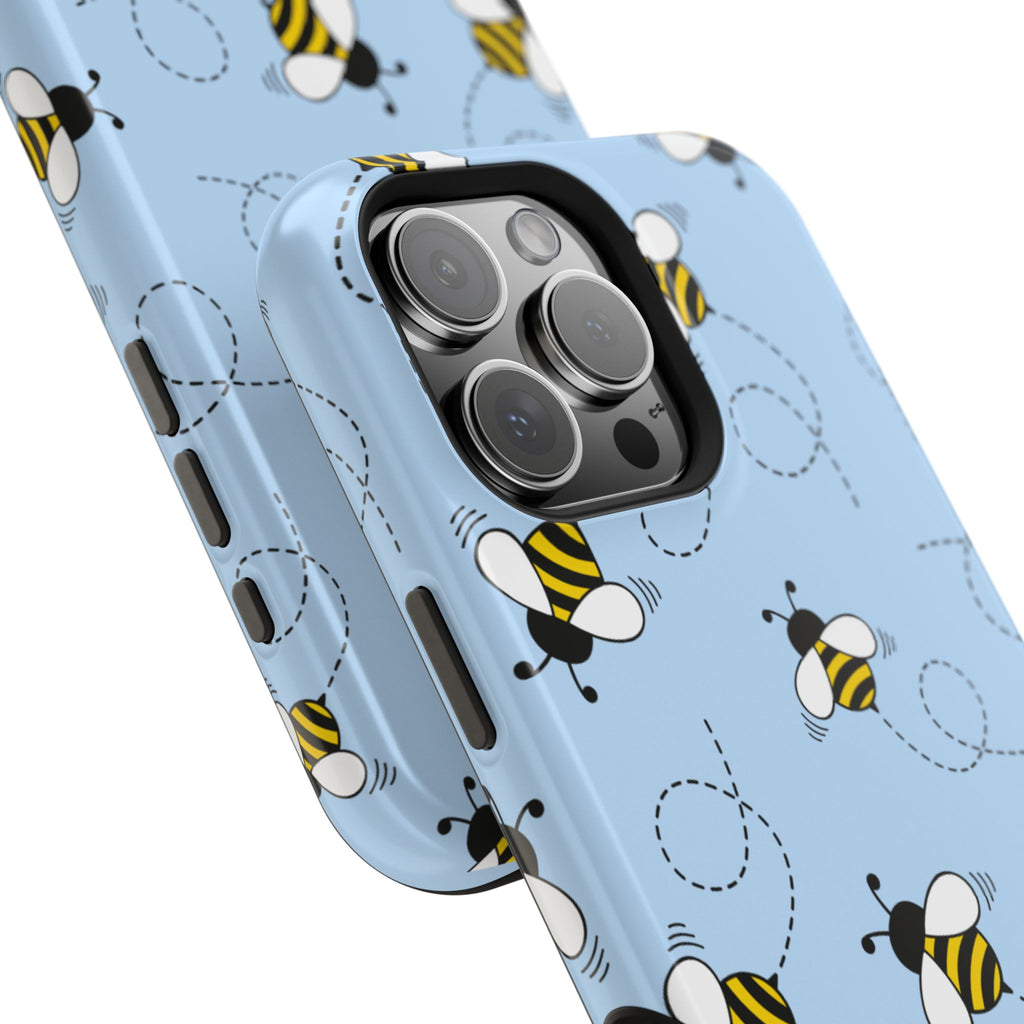 Phone Case | Sky Blue Bee Pattern Magnetic Impact-Resistant Phone Case