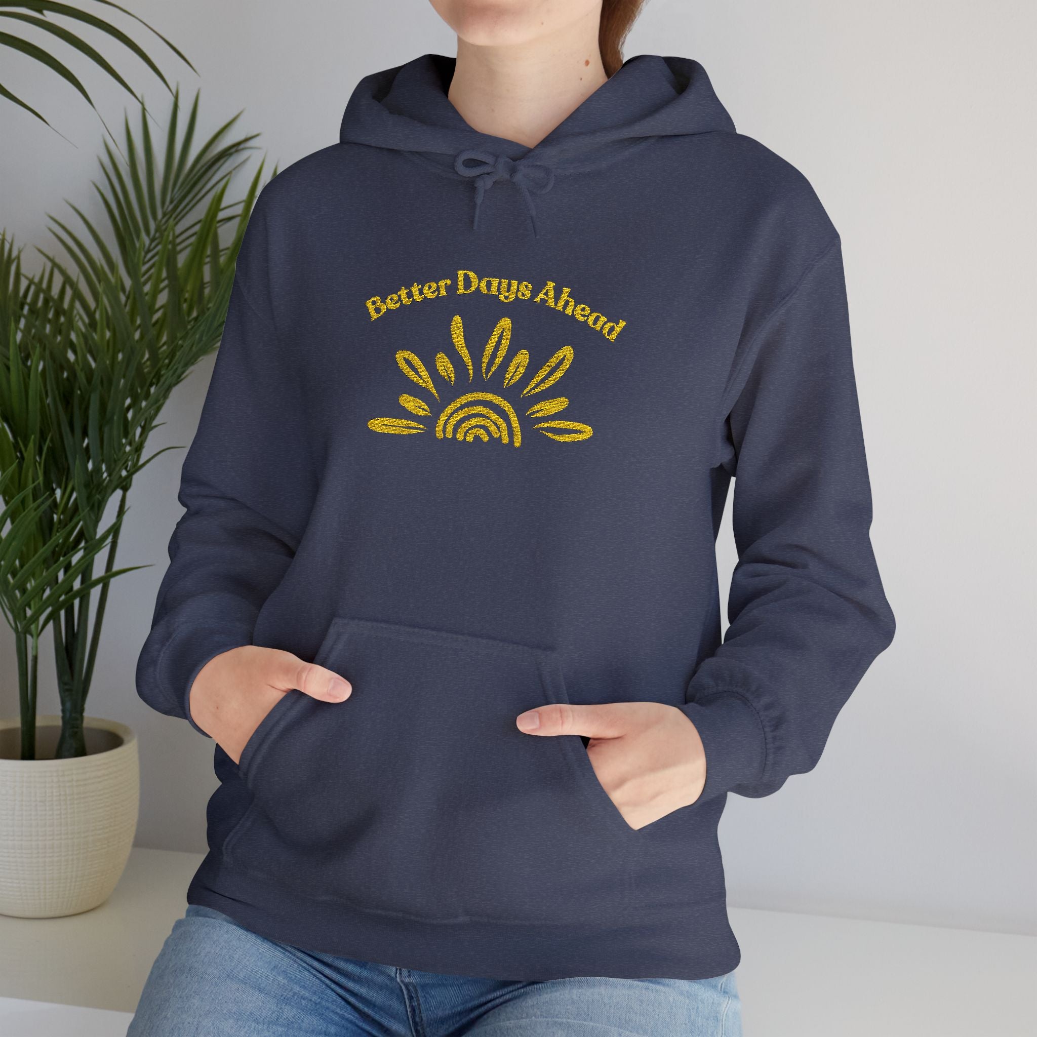 Hoodie | ‘Better Days Ahead’ Above a Sunrise  Embroidered Graphic