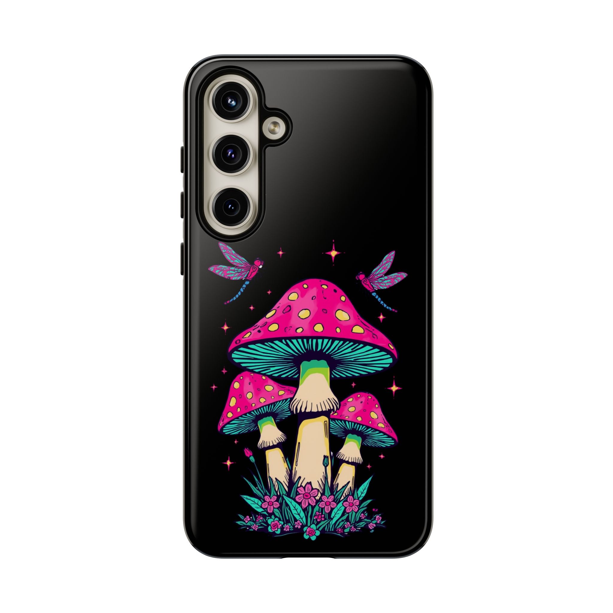 Phone Cases | Colorful Mushroom and Dragonfly Print Tough Case
