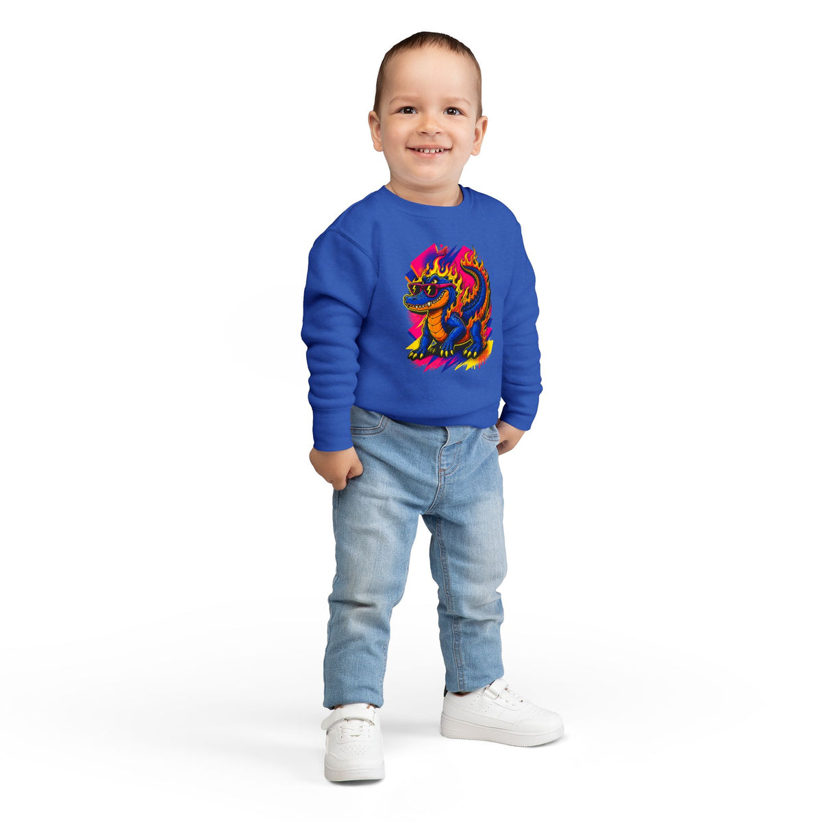 Bold Neon Alligator Sweatshirt for Tots