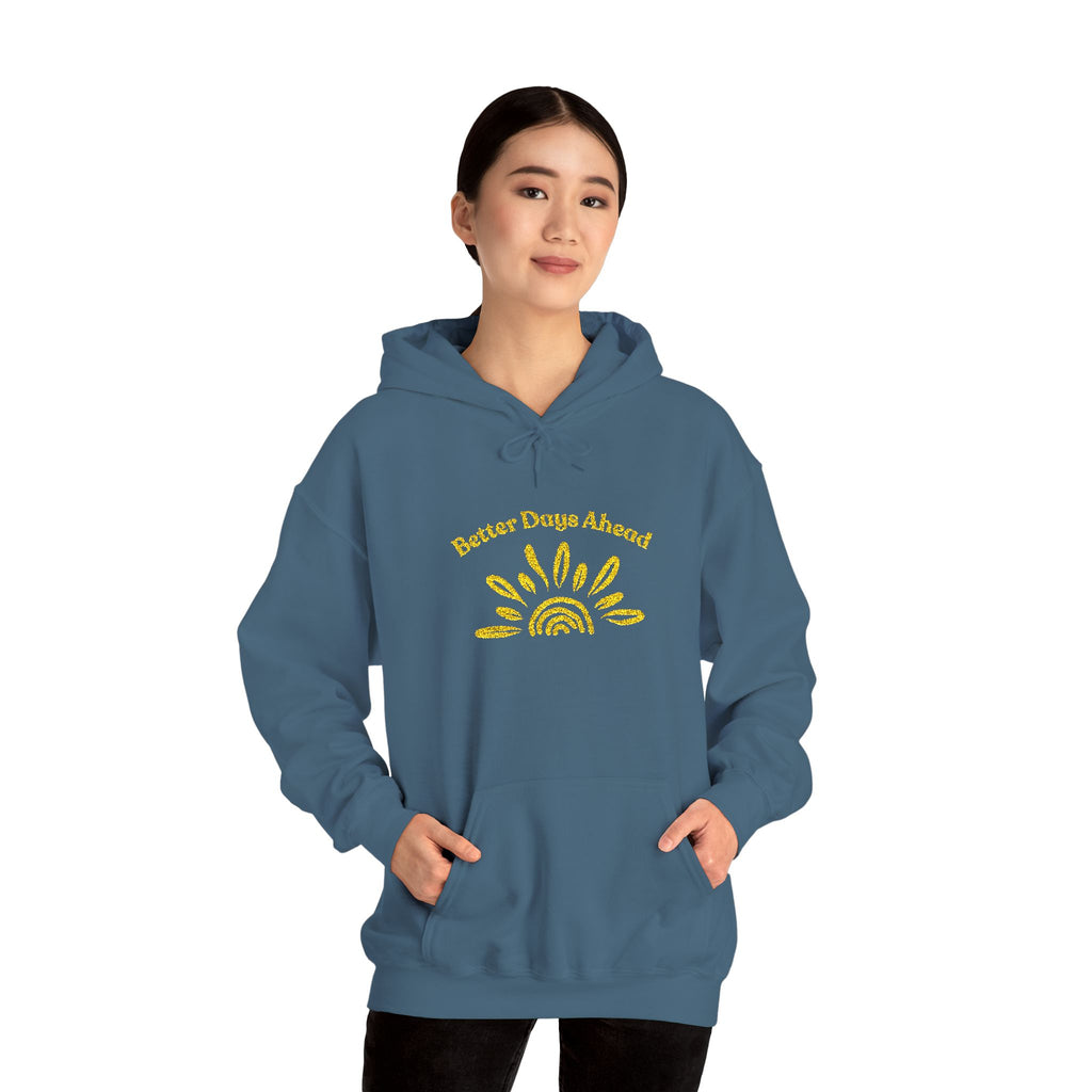 Hoodie | ‘Better Days Ahead’ Above a Sunrise  Embroidered Graphic