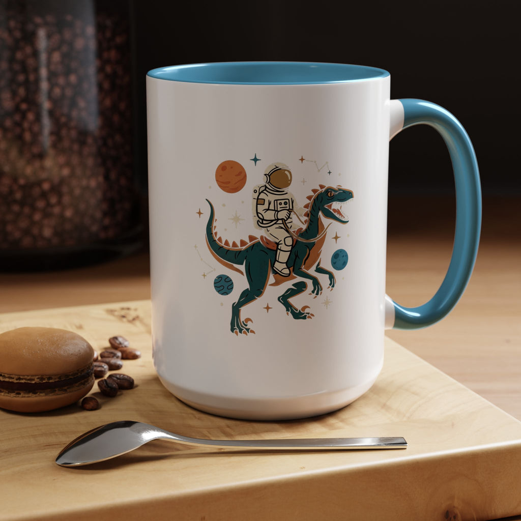 Coffee Mug | Astronaut Riding Velociraptor Accent Mug