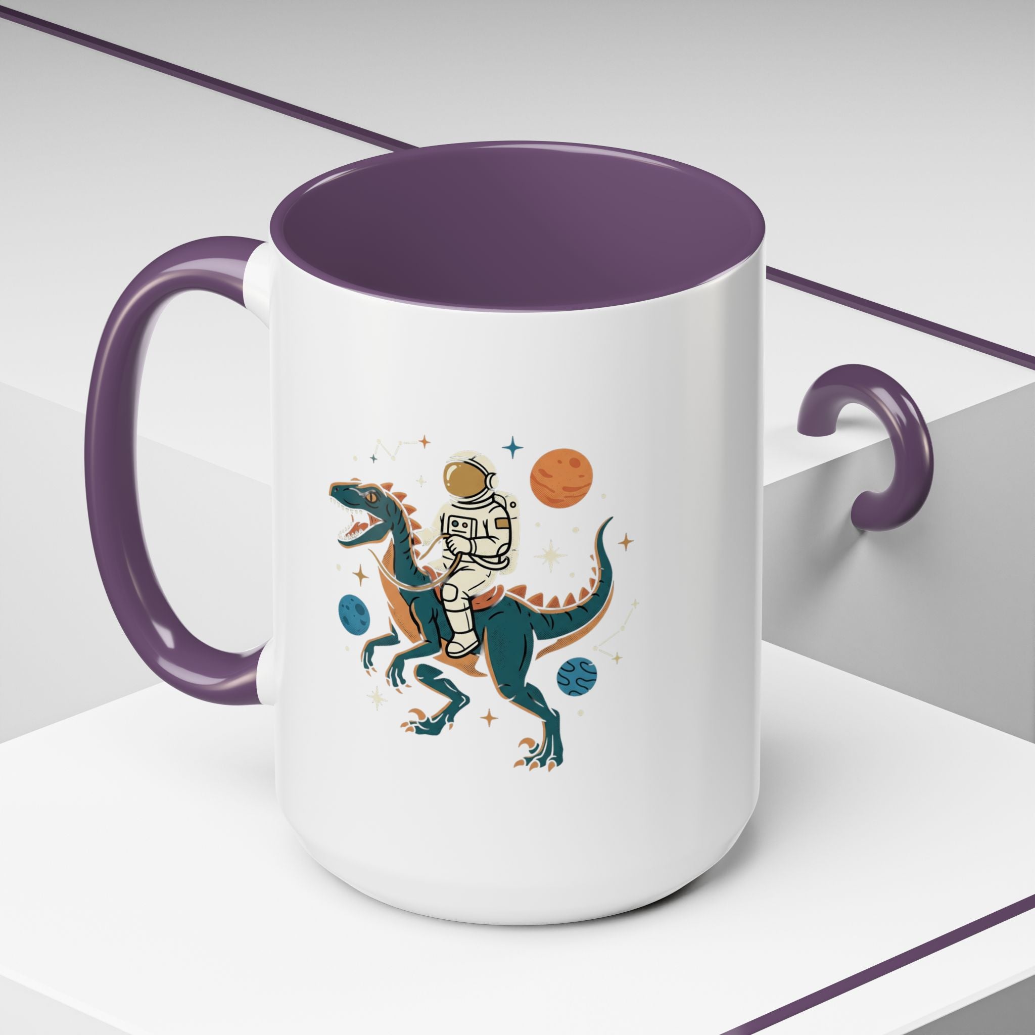 Coffee Mug | Astronaut Riding Velociraptor Accent Mug