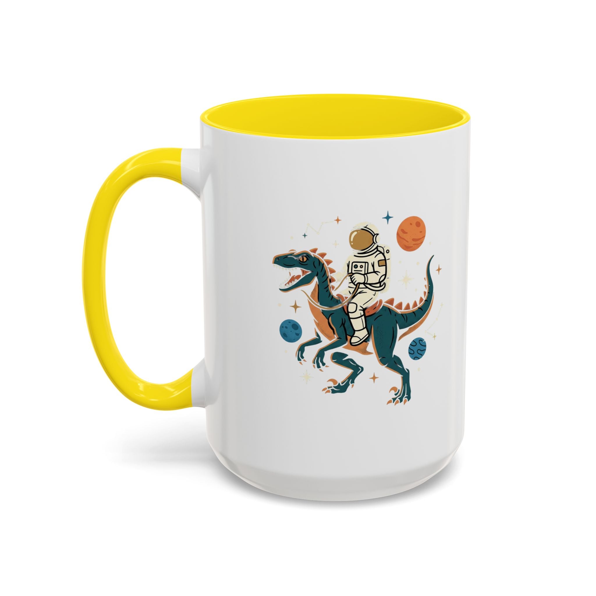 Coffee Mug | Astronaut Riding Velociraptor Accent Mug
