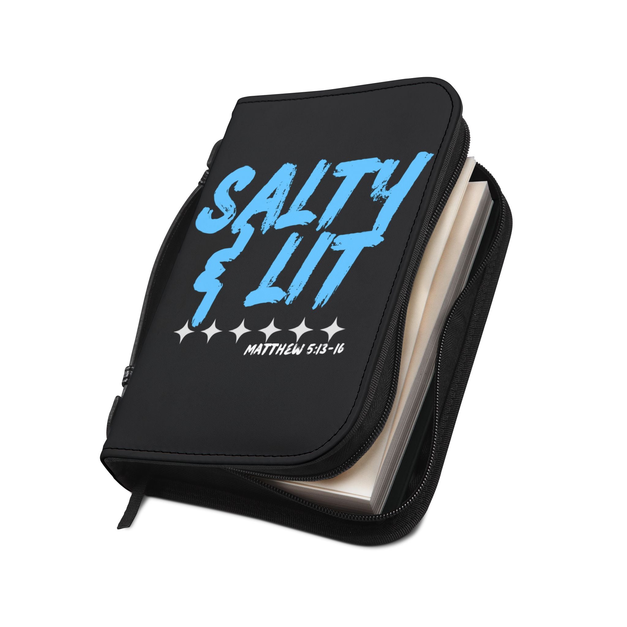 Bible Cover | Matthew 5:13-16 Scripture 'Salty & Lit' Zippered Bible Case