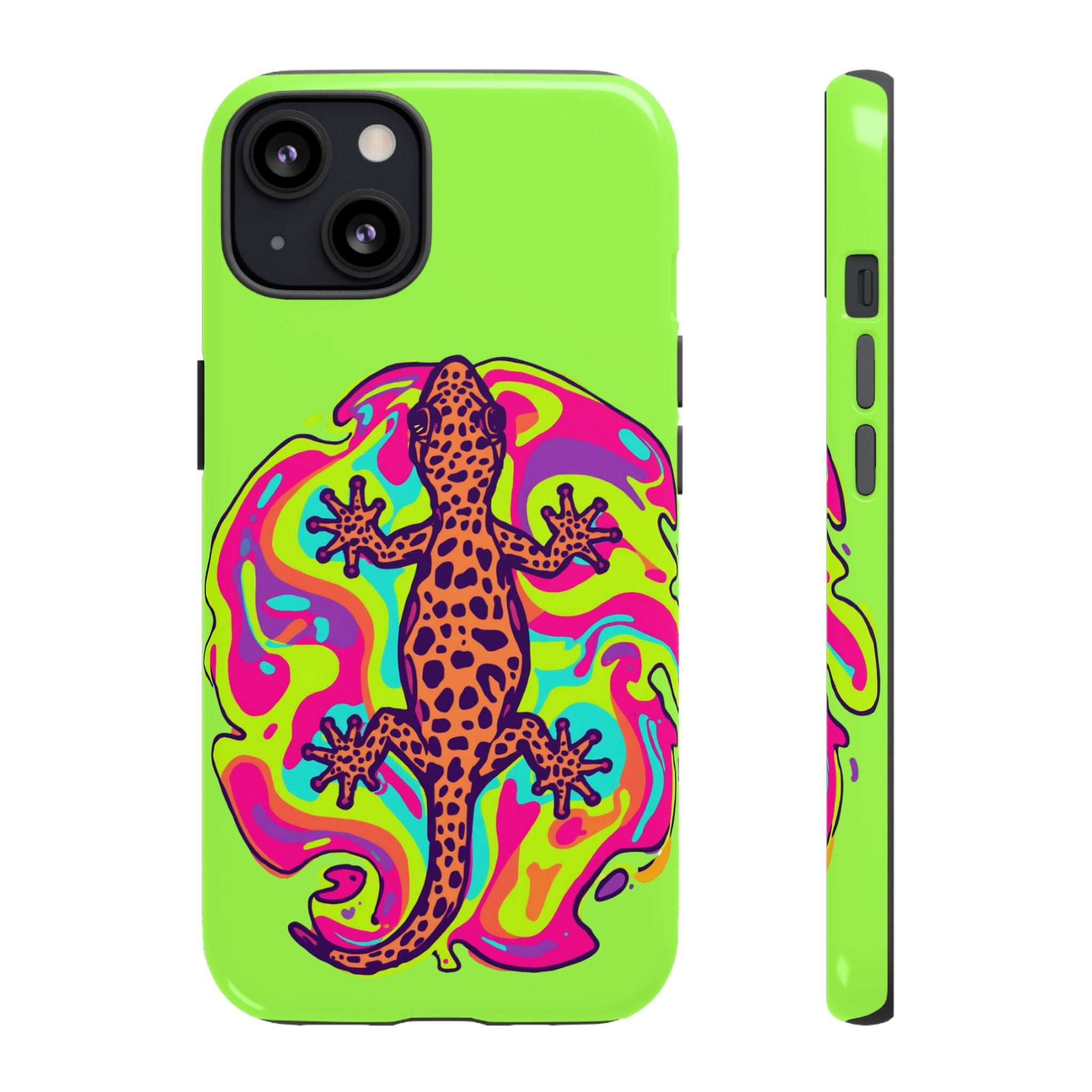 Phone Cases | Neon Leopard Gecko Swirl Phone Case