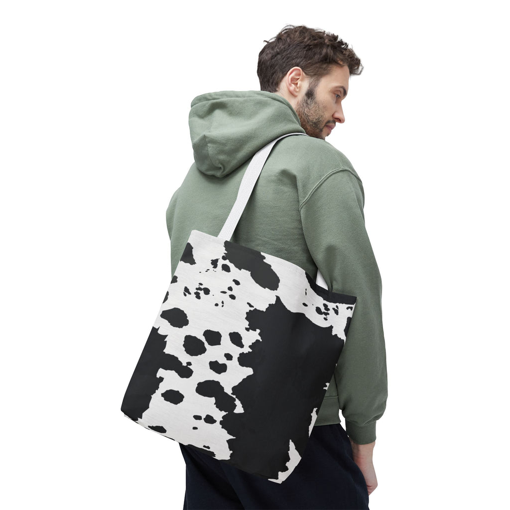 Tote Bag | Black & White Cow Print Patterned Shoulder Tote