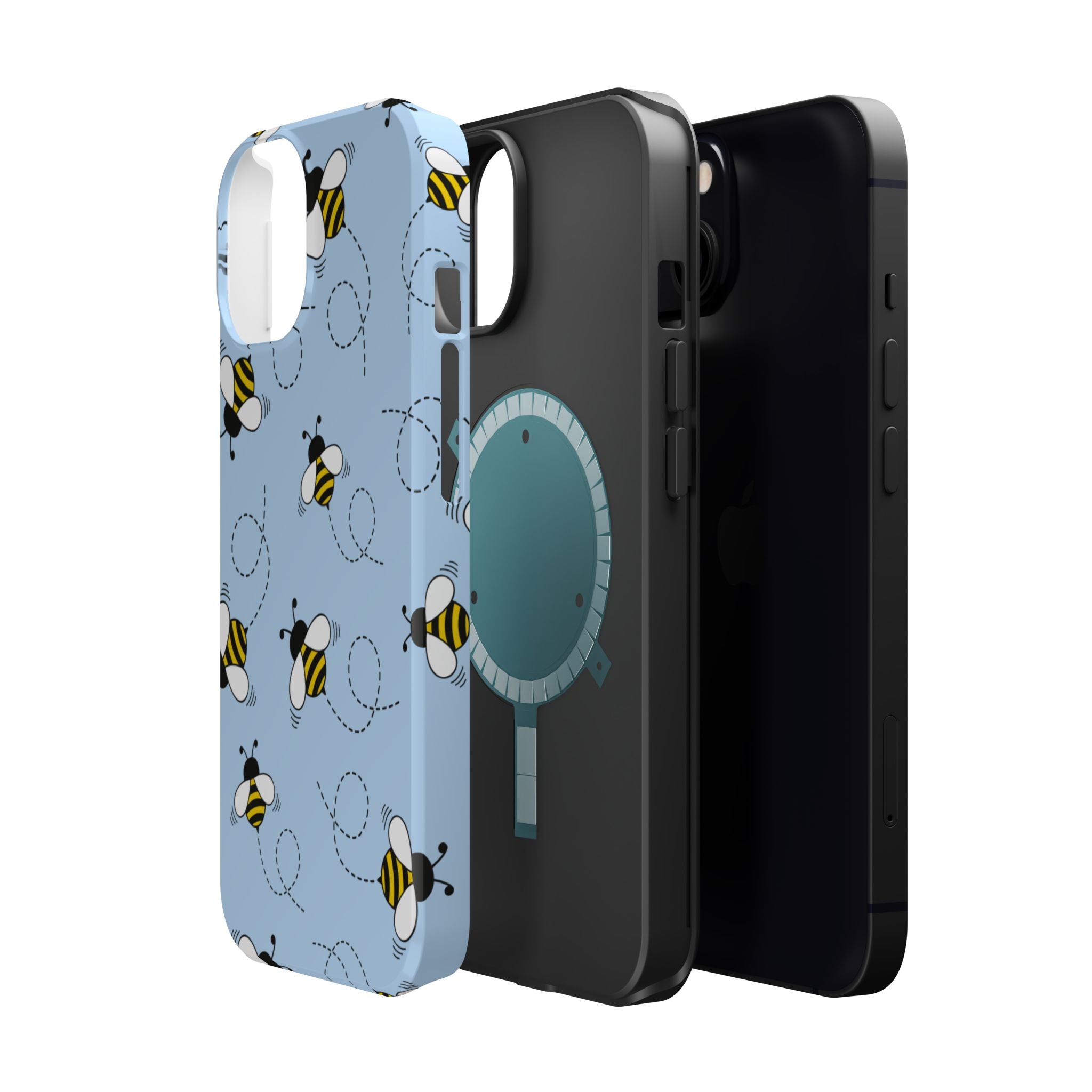 Phone Case | Sky Blue Bee Pattern Magnetic Impact-Resistant Phone Case
