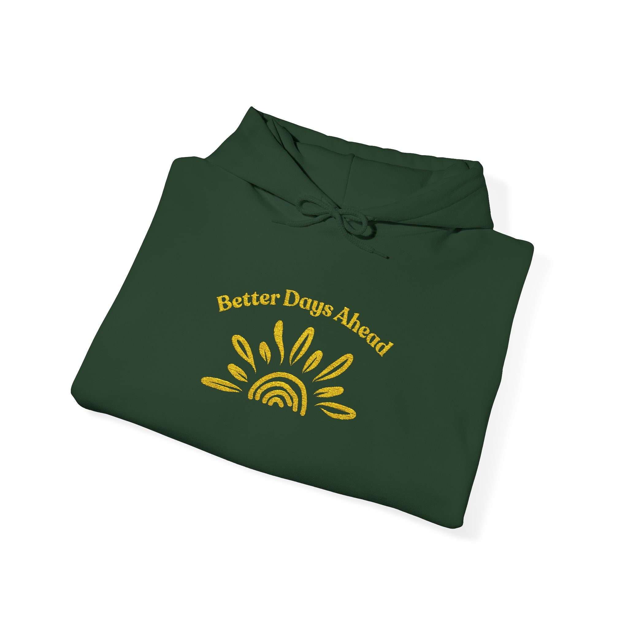 Hoodie | ‘Better Days Ahead’ Above a Sunrise  Embroidered Graphic