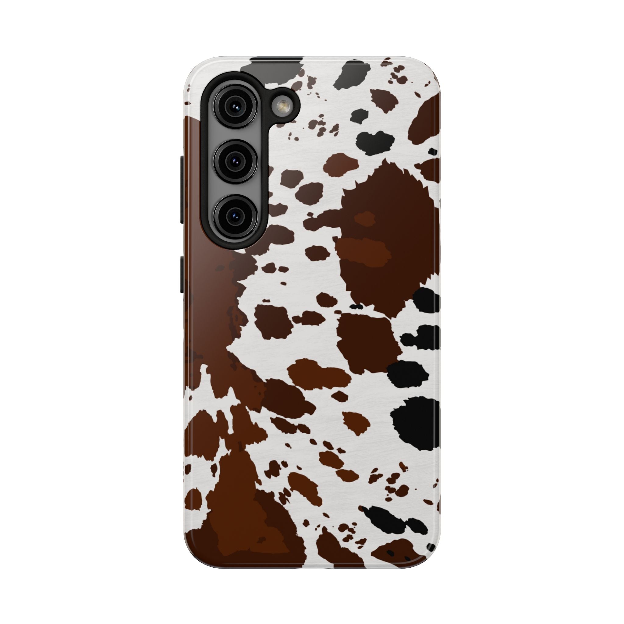 Phone Case | Brown & White Cowhide Pattern Tough Protective Cover