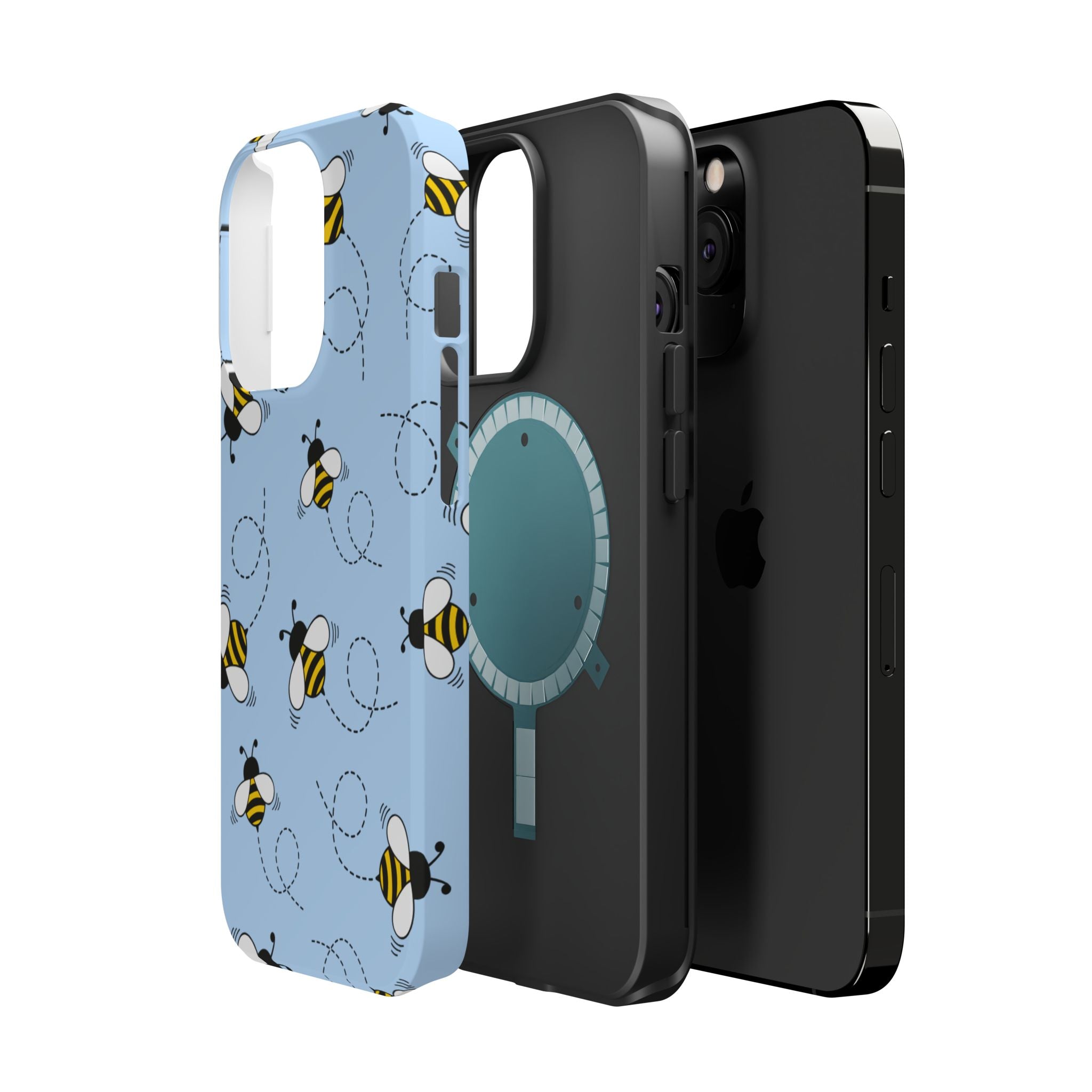 Phone Case | Sky Blue Bee Pattern Magnetic Impact-Resistant Phone Case