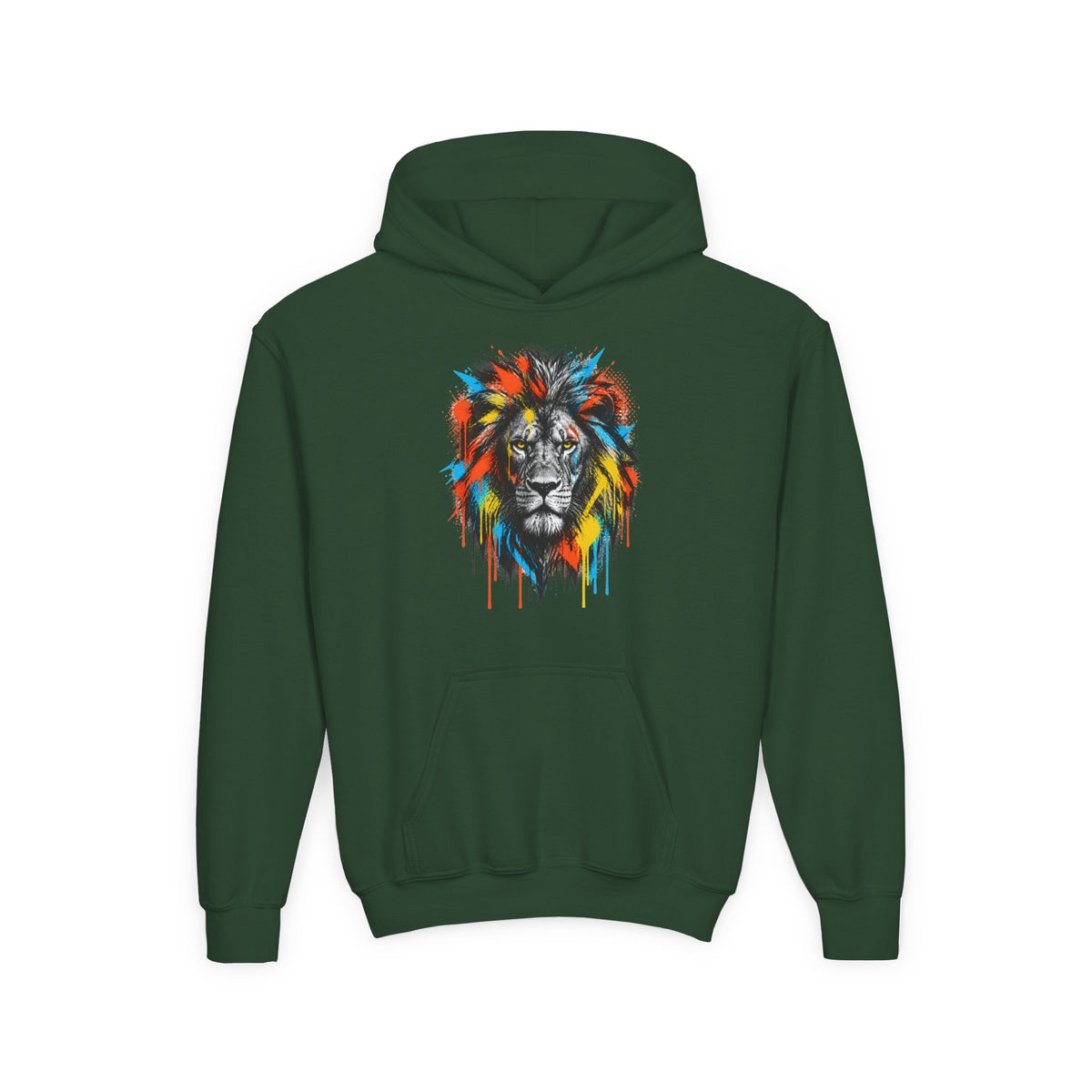 Lion Spirit Paint Drips Youth Hoodie