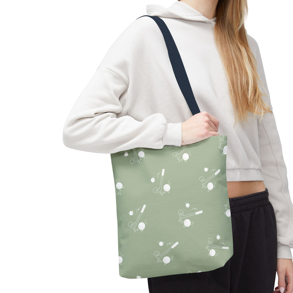 Tote Bag | Sage Green and Golf Pattern Shoulder Bag