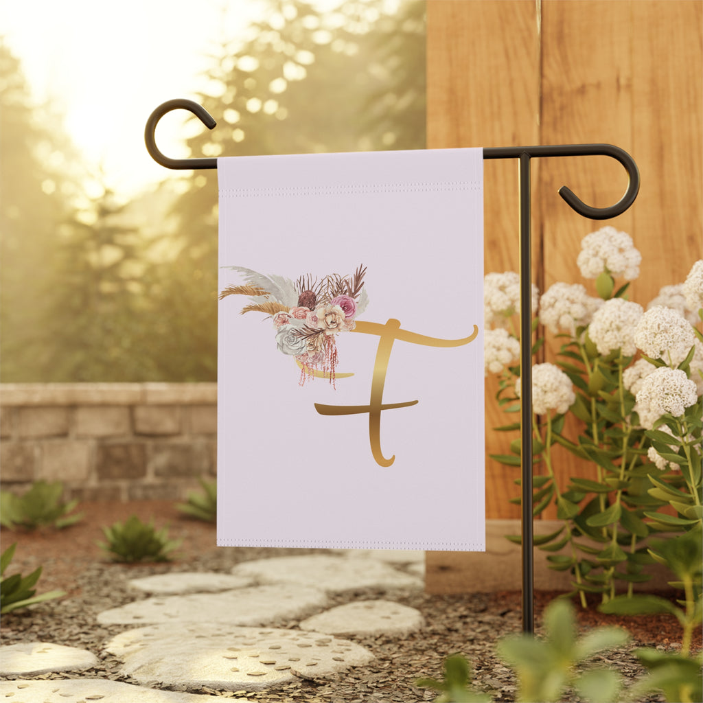 Home & Garden Banner | 'F' Monogram Blush Petals Flag