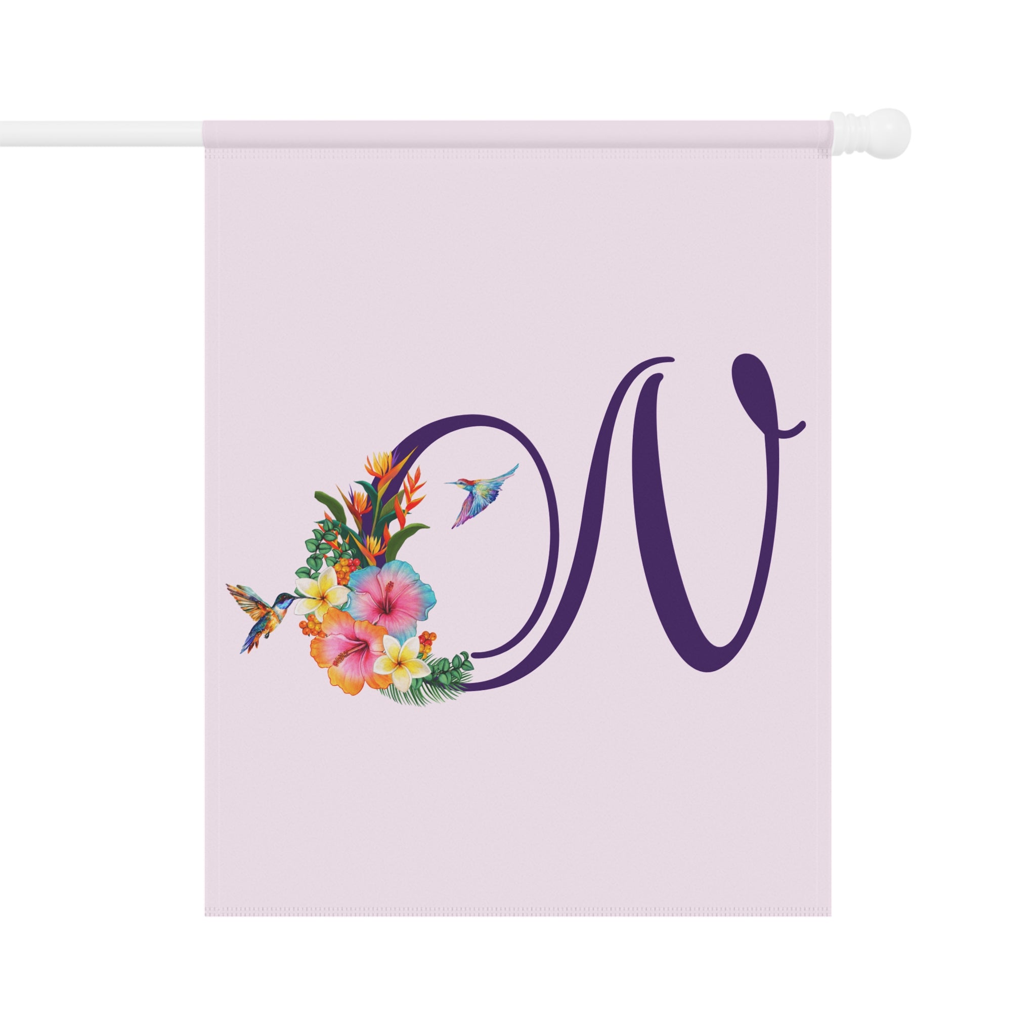Home & Garden Banner | 'N' Monogram Tropical Hummingbirds Flag