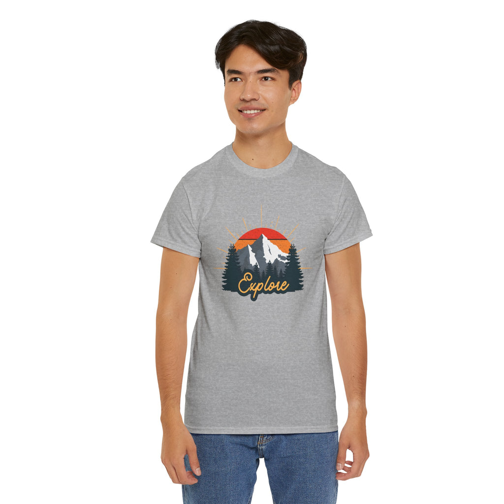 T-Shirt | Vintage Sunset 'Explore' Outdoor Adventure Shirt