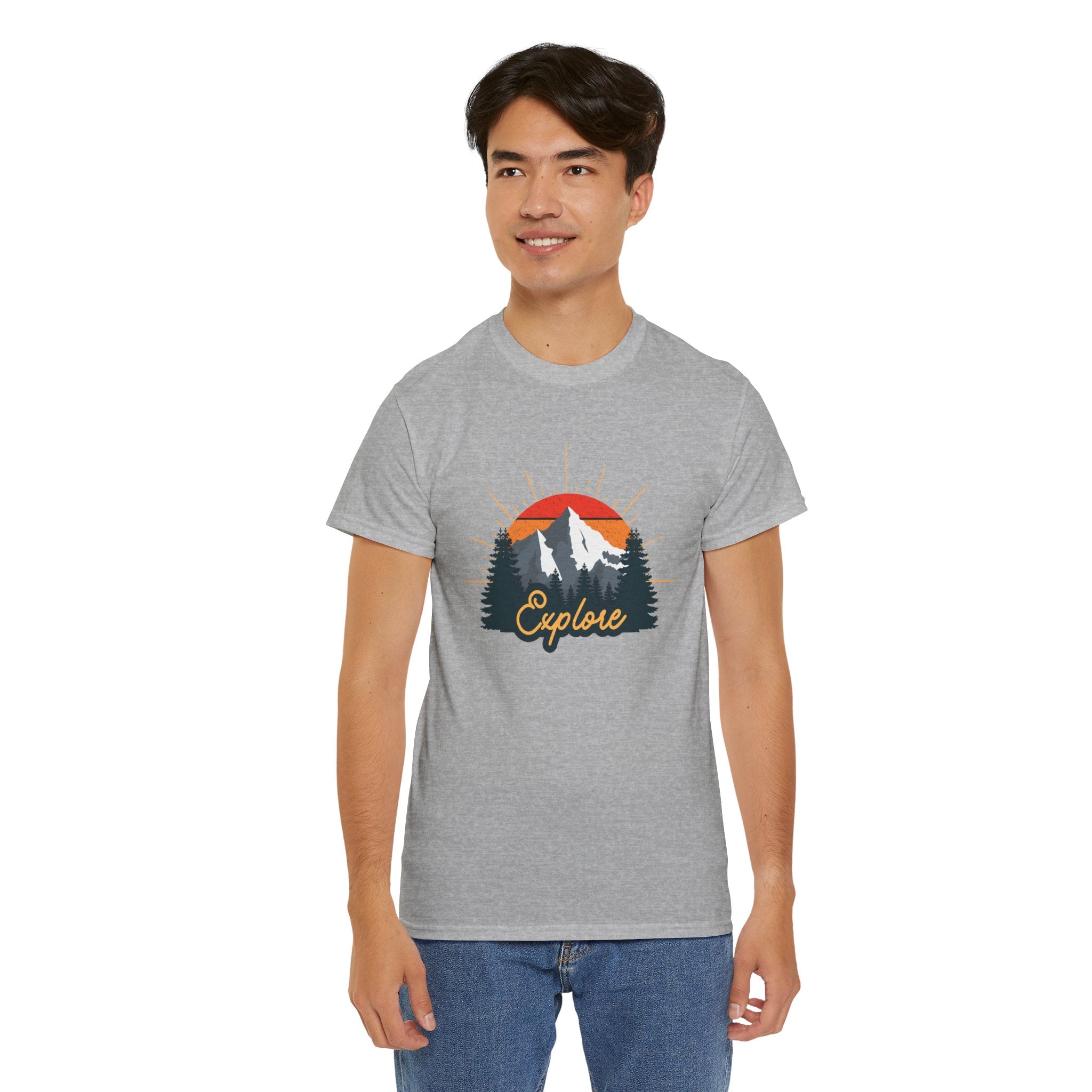 T-Shirt | Vintage Sunset 'Explore' Outdoor Adventure Shirt