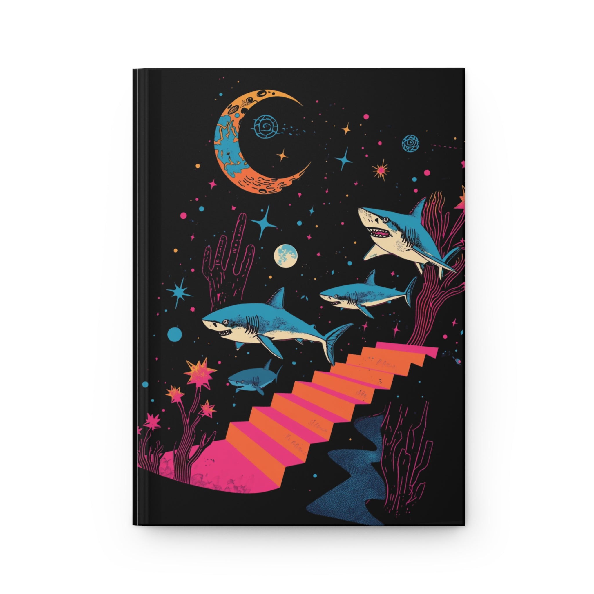 Journal | Surreal Sharks Moonlit Stairs Hardcover Notebook