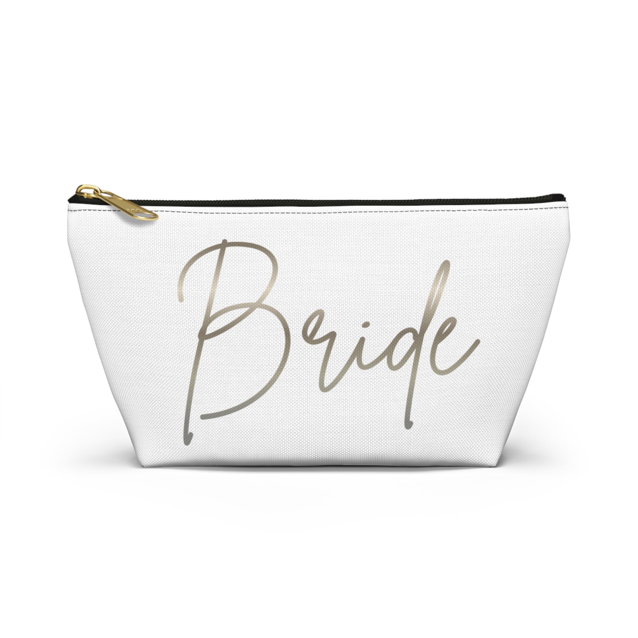 T Bottom Accessory Pouch | Silver 'Bride' Script Cosmetic Bag
