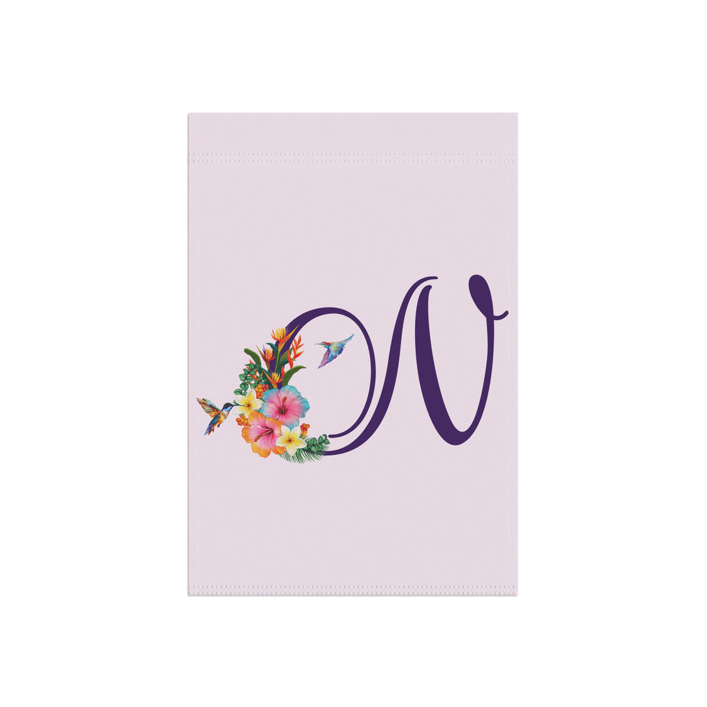 Home & Garden Banner | 'N' Monogram Tropical Hummingbirds Flag