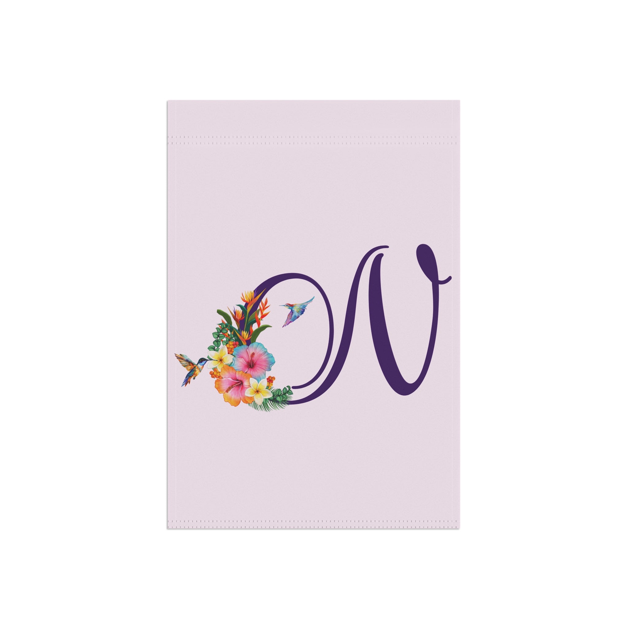 Home & Garden Banner | 'N' Monogram Tropical Hummingbirds Flag