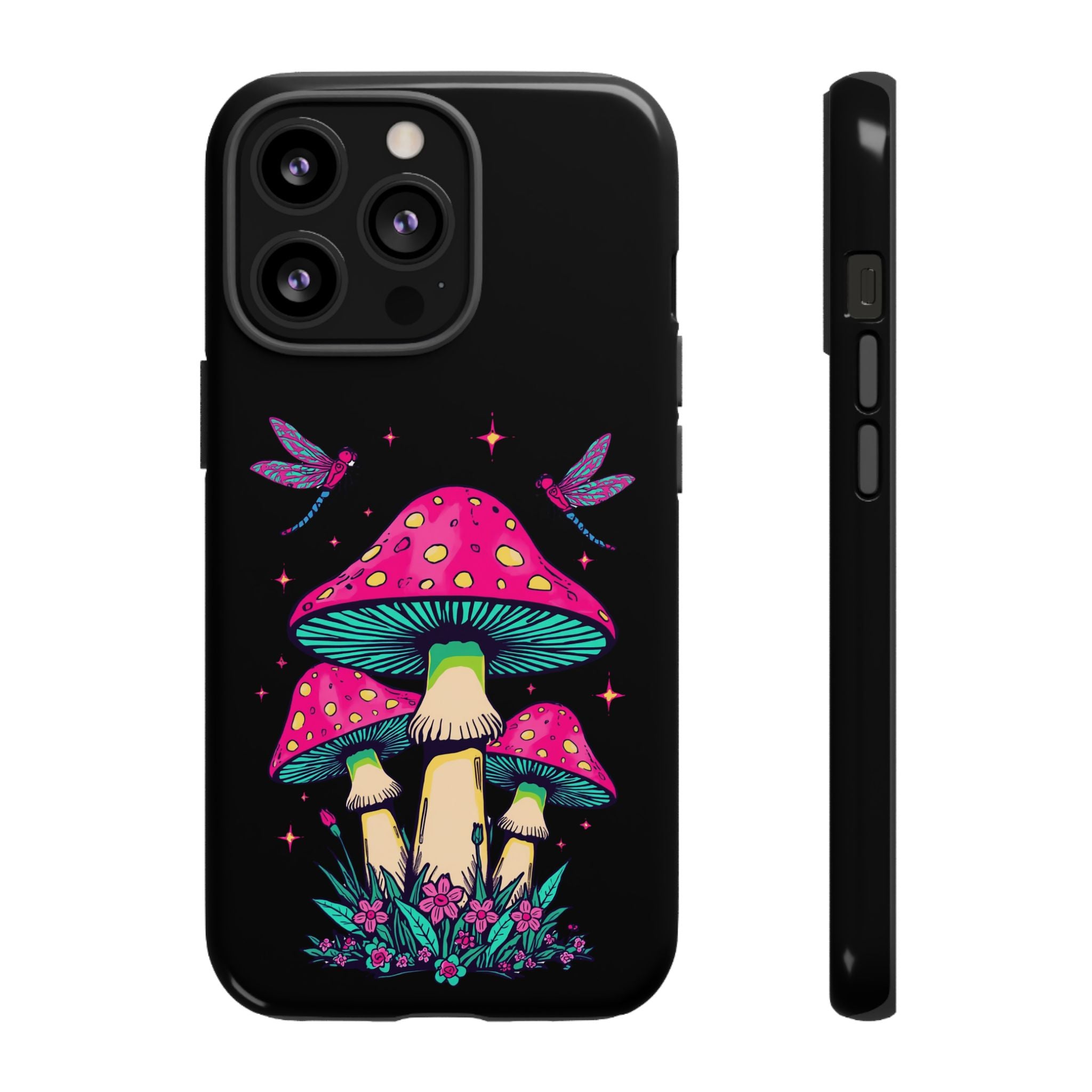 Phone Cases | Colorful Mushroom and Dragonfly Print Tough Case
