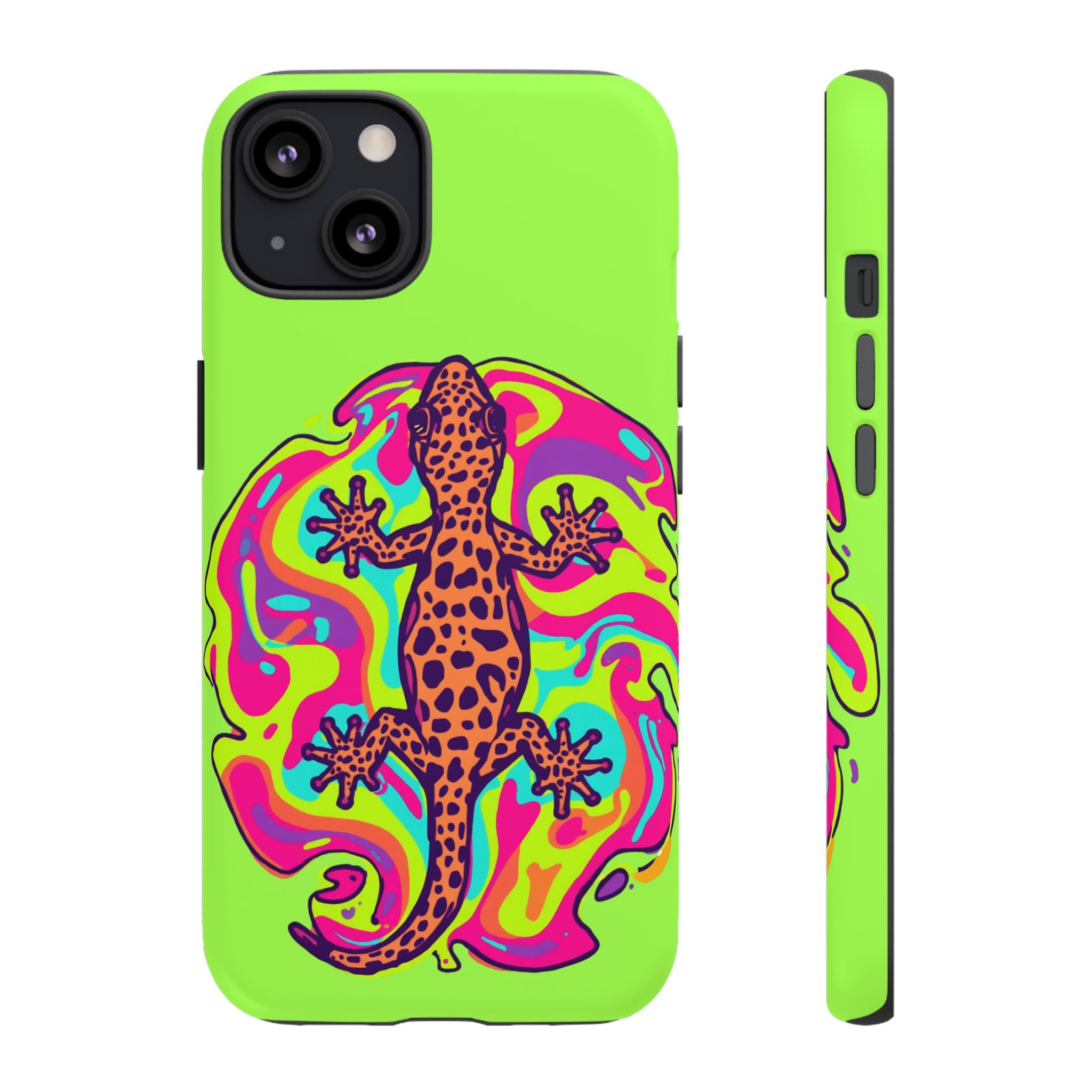 Phone Cases | Neon Leopard Gecko Swirl Phone Case