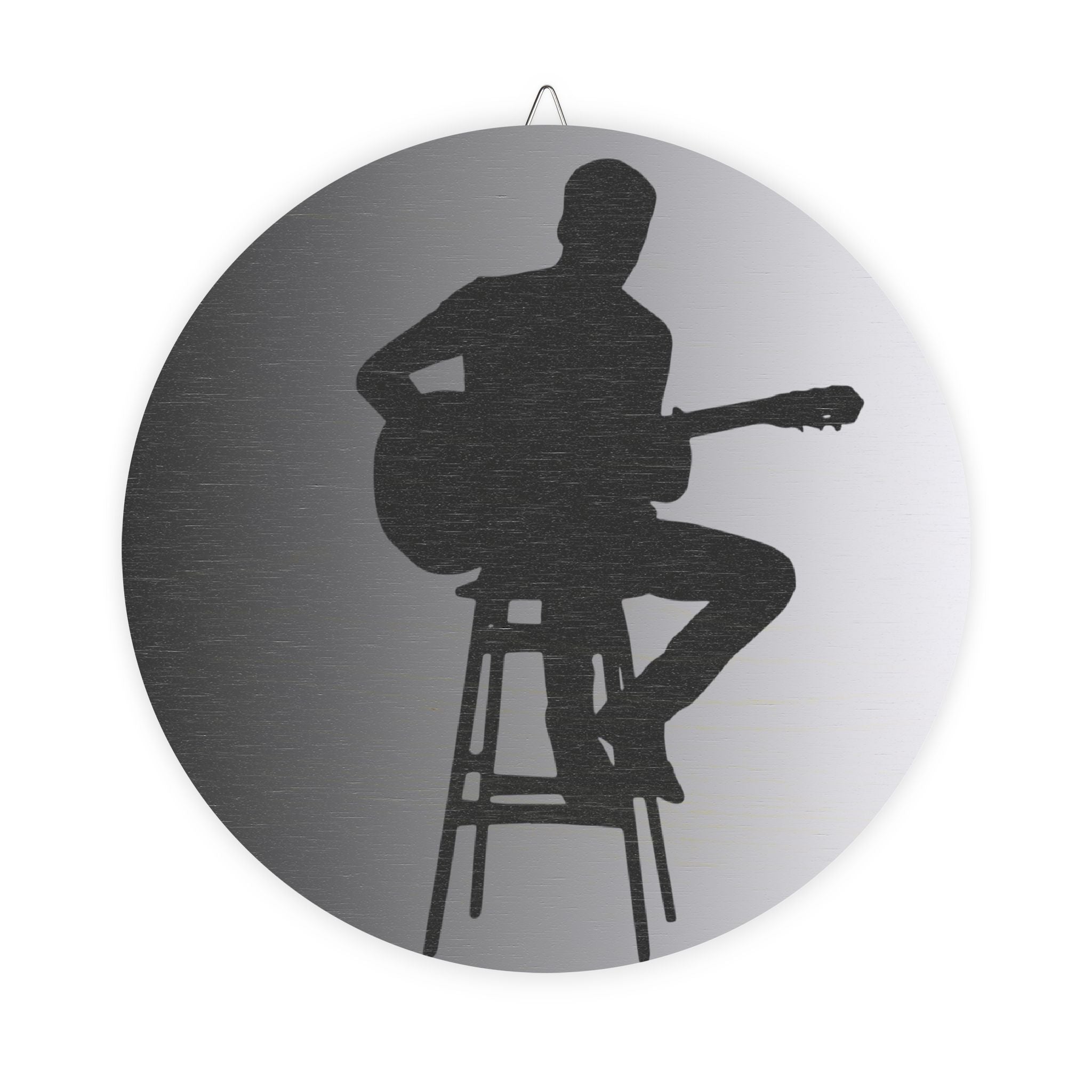 Wall Sign — Acoustic Guitar Silhouette Round Wooden Décor