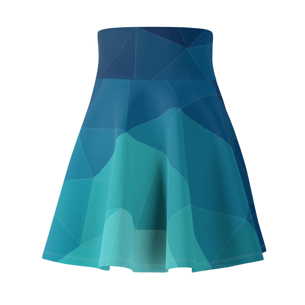 Women's Skater Skirt | Teal Polygon Print Skirt